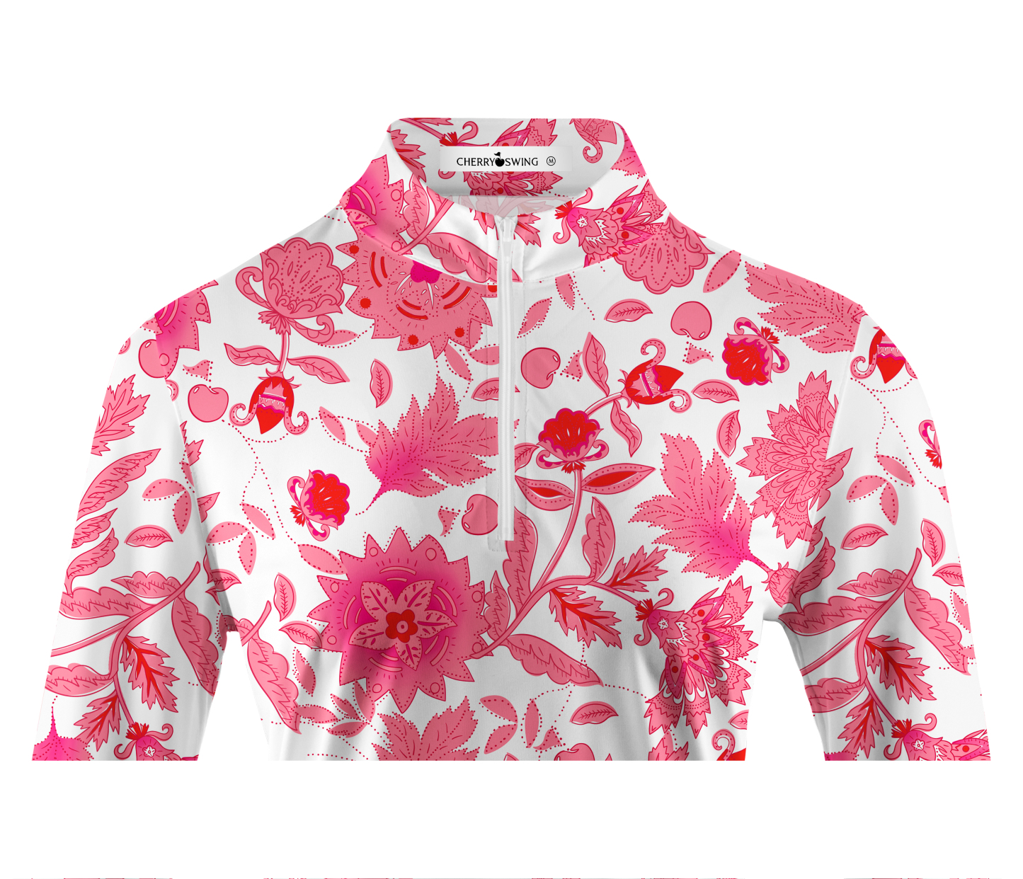 Cherryswing Women's Pink Botanical Long Sleeve Golf Shirt