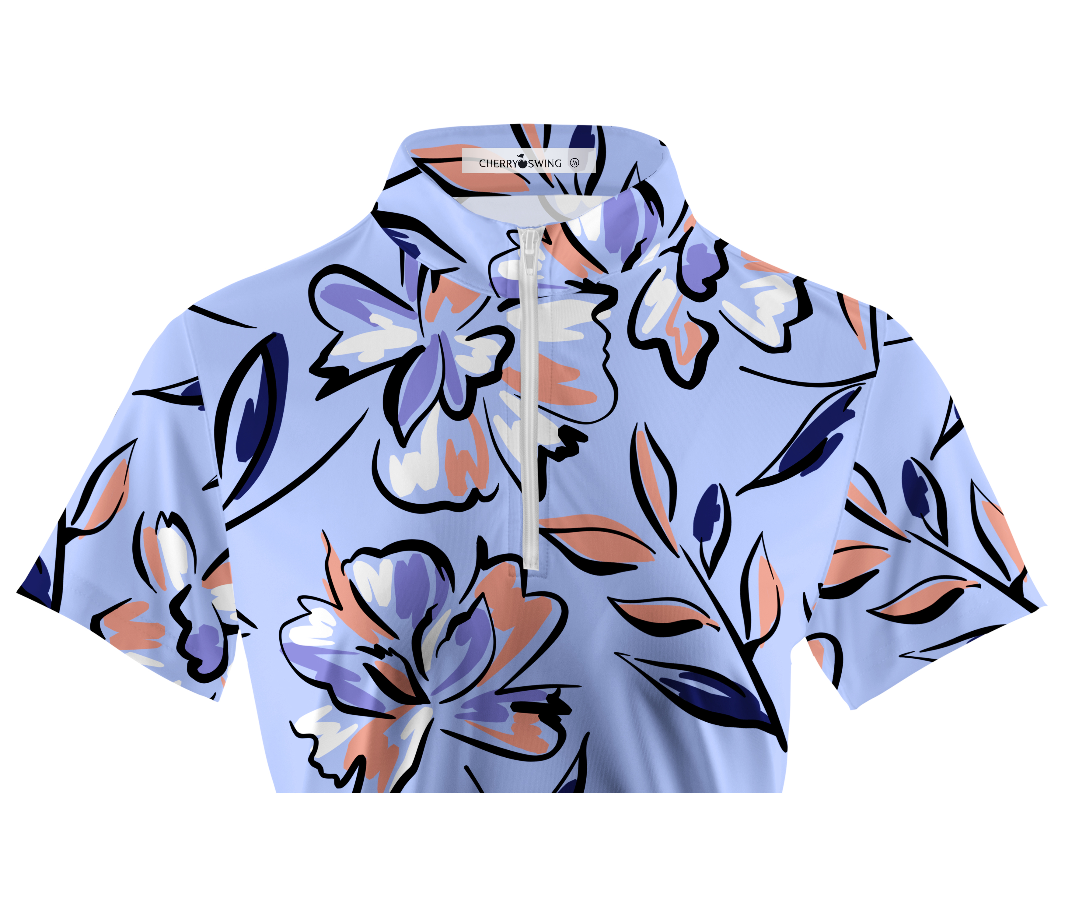 Cherryswing Women's Lilac Floral Short Sleeve Golf Shirt