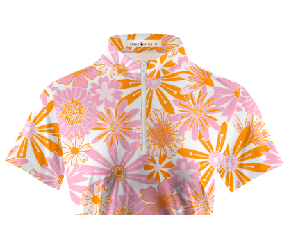 Cherryswing Women's Mini Flowers Short Sleeve Golf Shirt