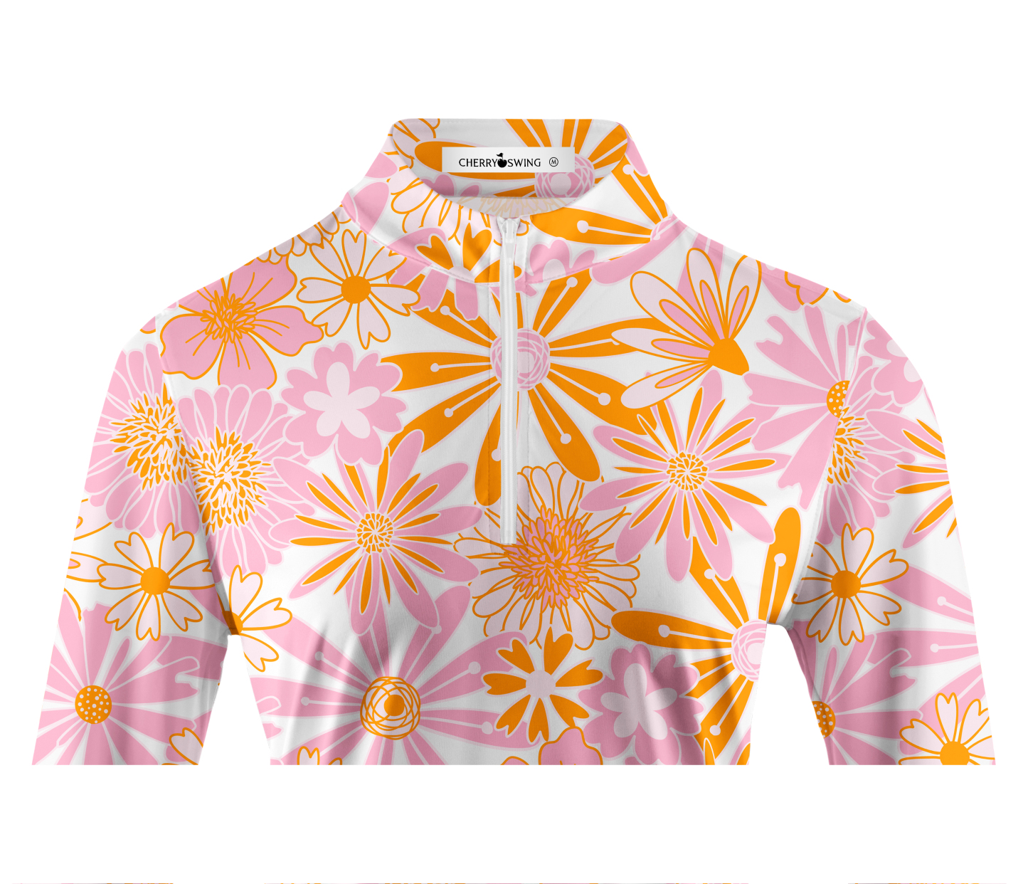 Cherryswing Women's Mini Flowers Long Sleeve Golf Shirt