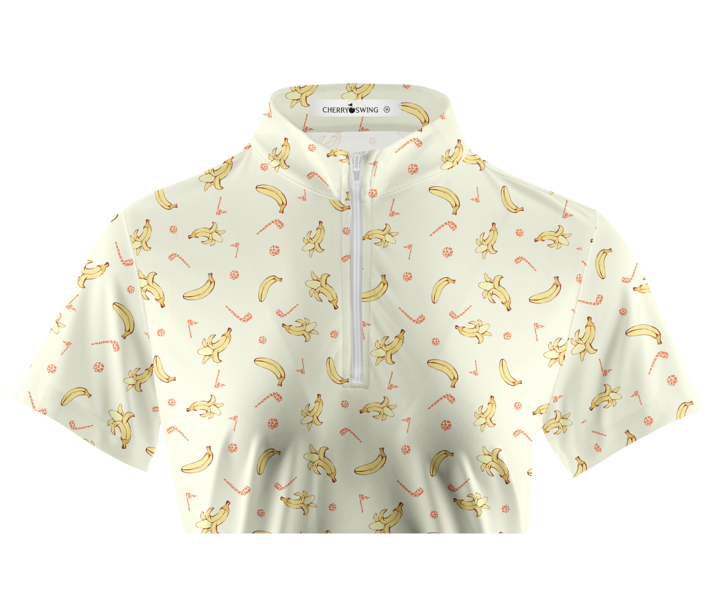 Cherryswing Women's Banana Print Short Sleeve Polo Shirt