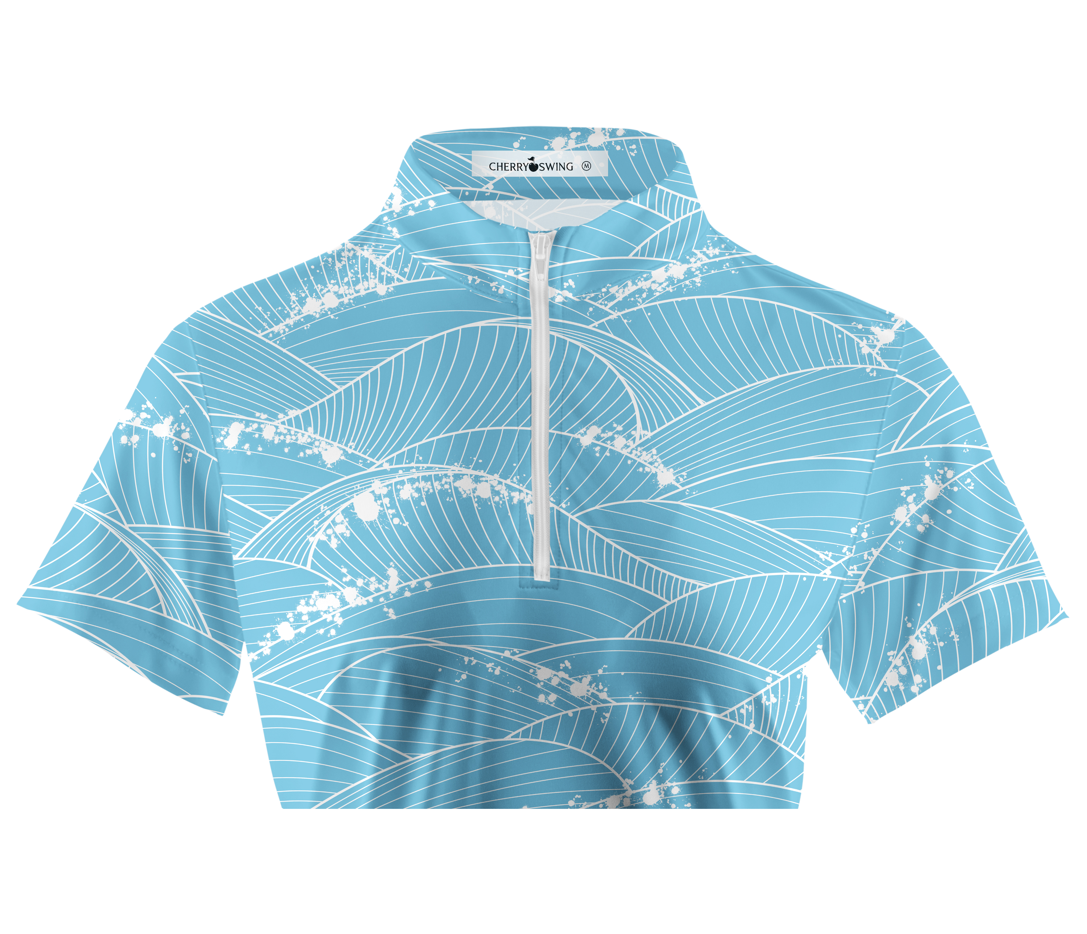 Cherryswing Women's Ocean Waves Short Sleeve Polo Shirt