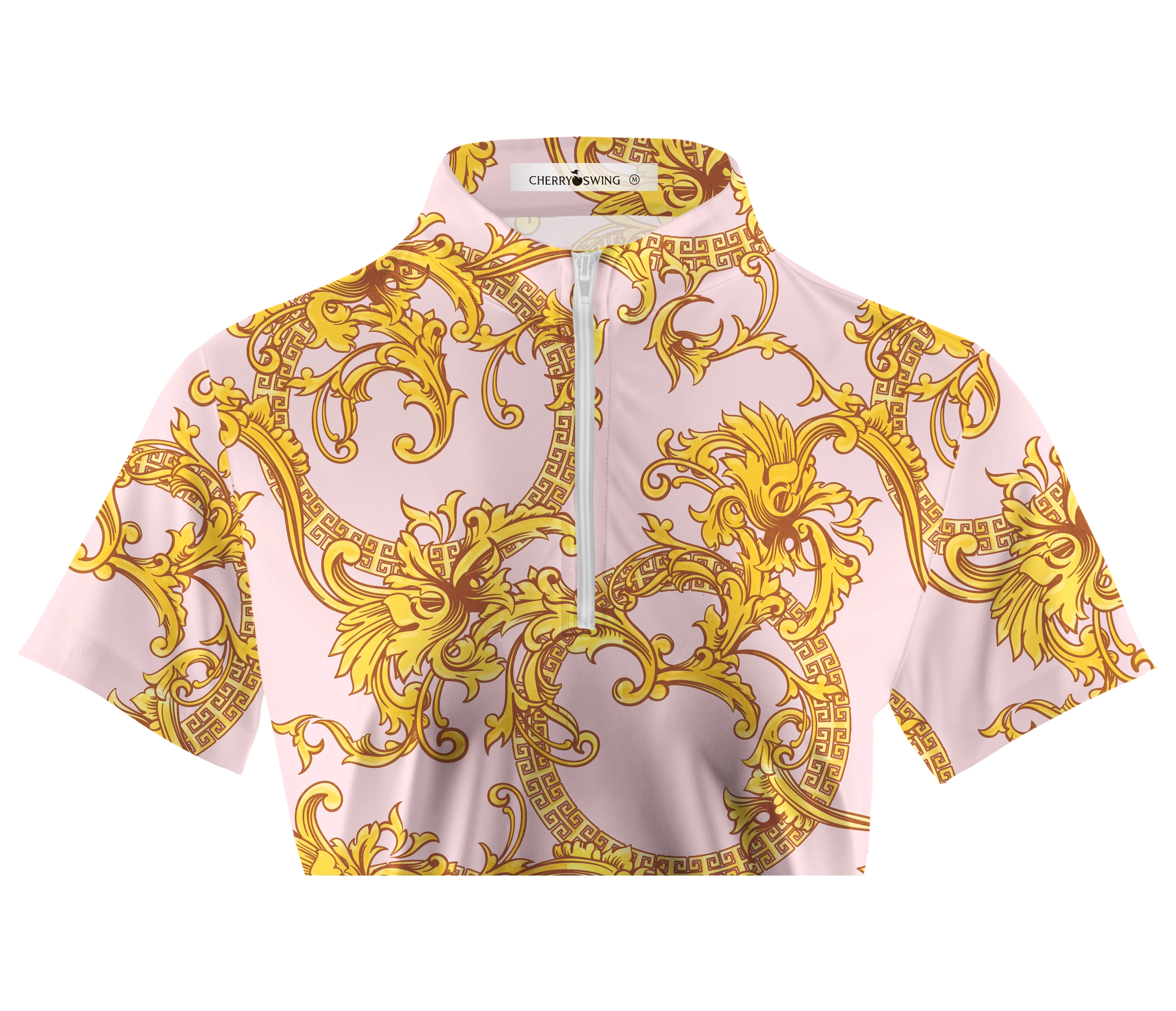 Cherryswing Women's Gold Patterns Golf Short Sleeve Polo Shirt