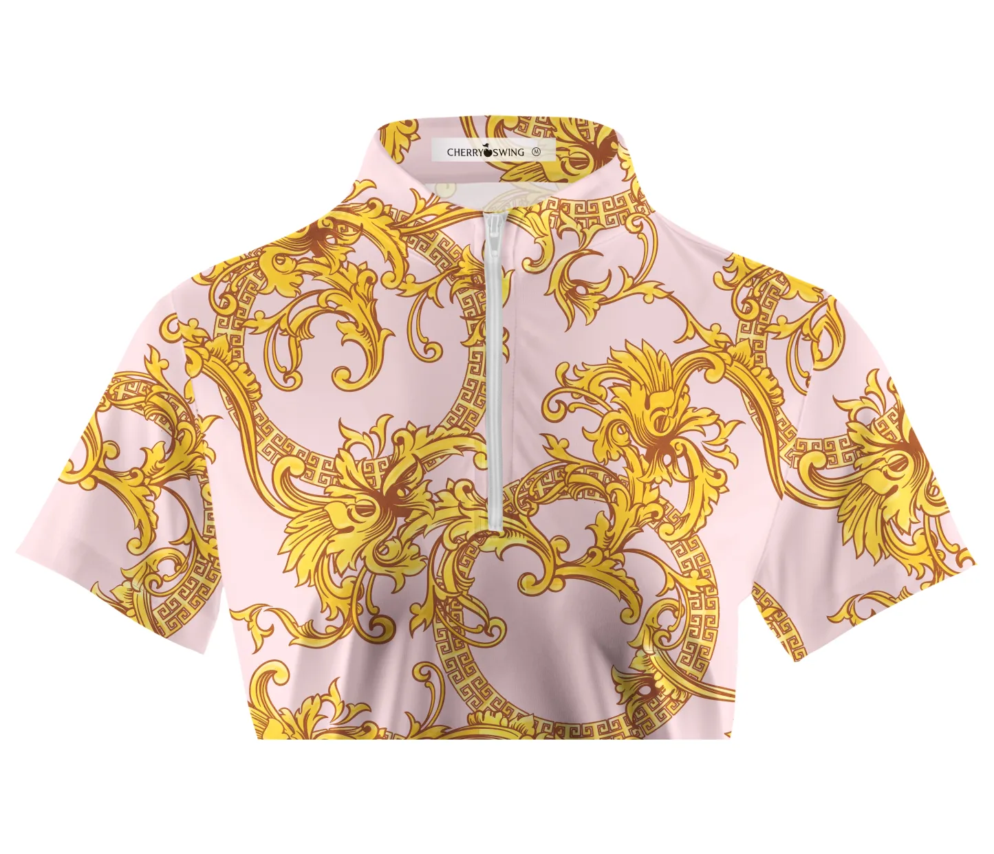 Cherryswing Women's Gold Patterns Golf Short Sleeve Polo Shirt