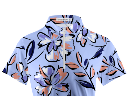 Cherryswing Women's Lilac Floral Short Sleeve Golf Shirt