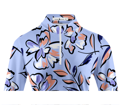 Cherryswing Women's Lilac Floral Long Sleeve Golf Shirt