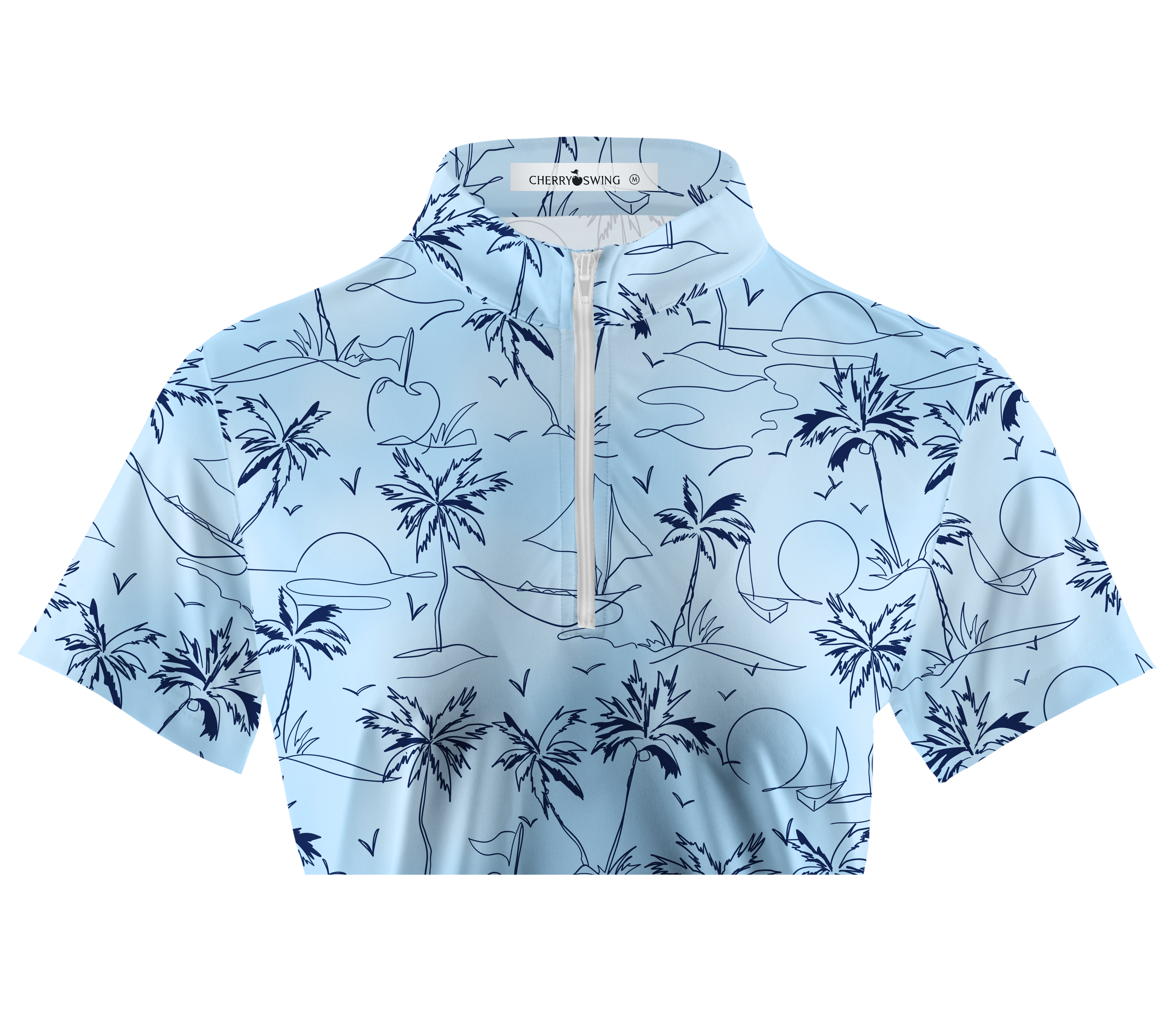Cherryswing Women's Coconut Trees Swaying Short Sleeve Golf Shirt