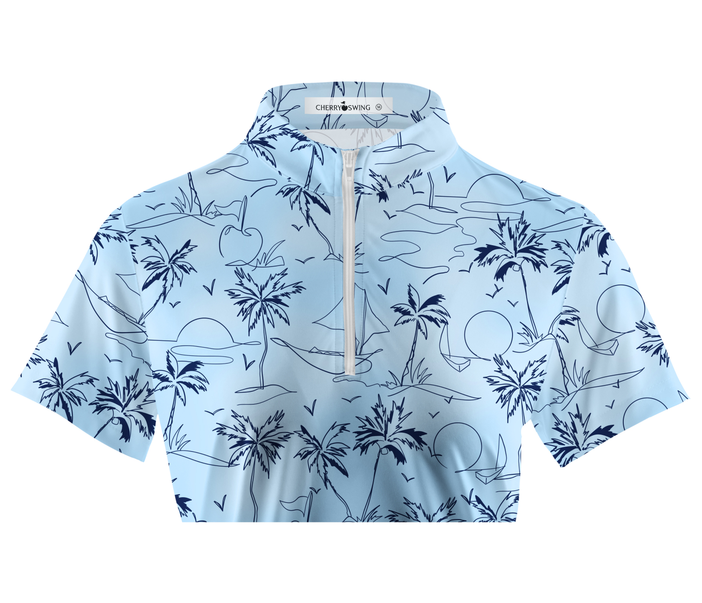 Cherryswing Women's Coconut Trees Swaying Short Sleeve Golf Shirt