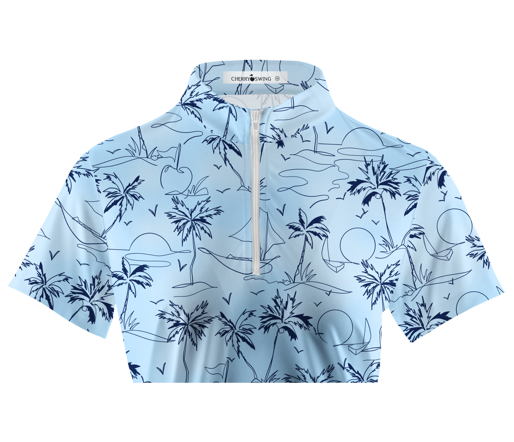 Cherryswing Women's Coconut Trees Swaying Short Sleeve Golf Shirt