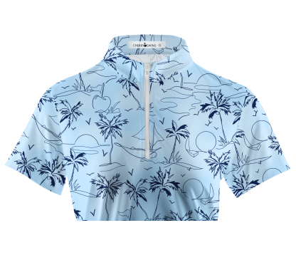 Cherryswing Women's Coconut Trees Swaying Short Sleeve Golf Shirt