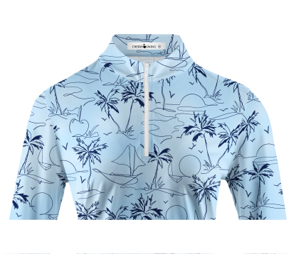Cherryswing Women's Coconut Trees Swaying Long Sleeve Golf Shirt