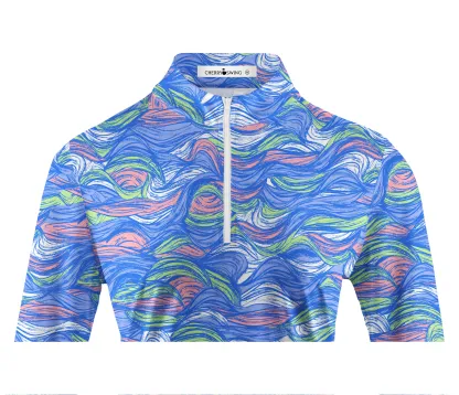 Cherryswing Women's Colored Waves Long Sleeve Golf Shirt