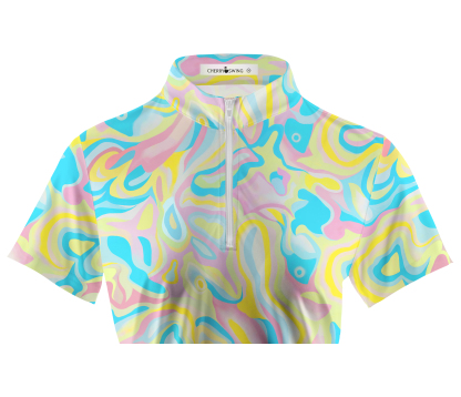 Cherryswing Women's Colorful Fish Short Sleeve Golf Shirt