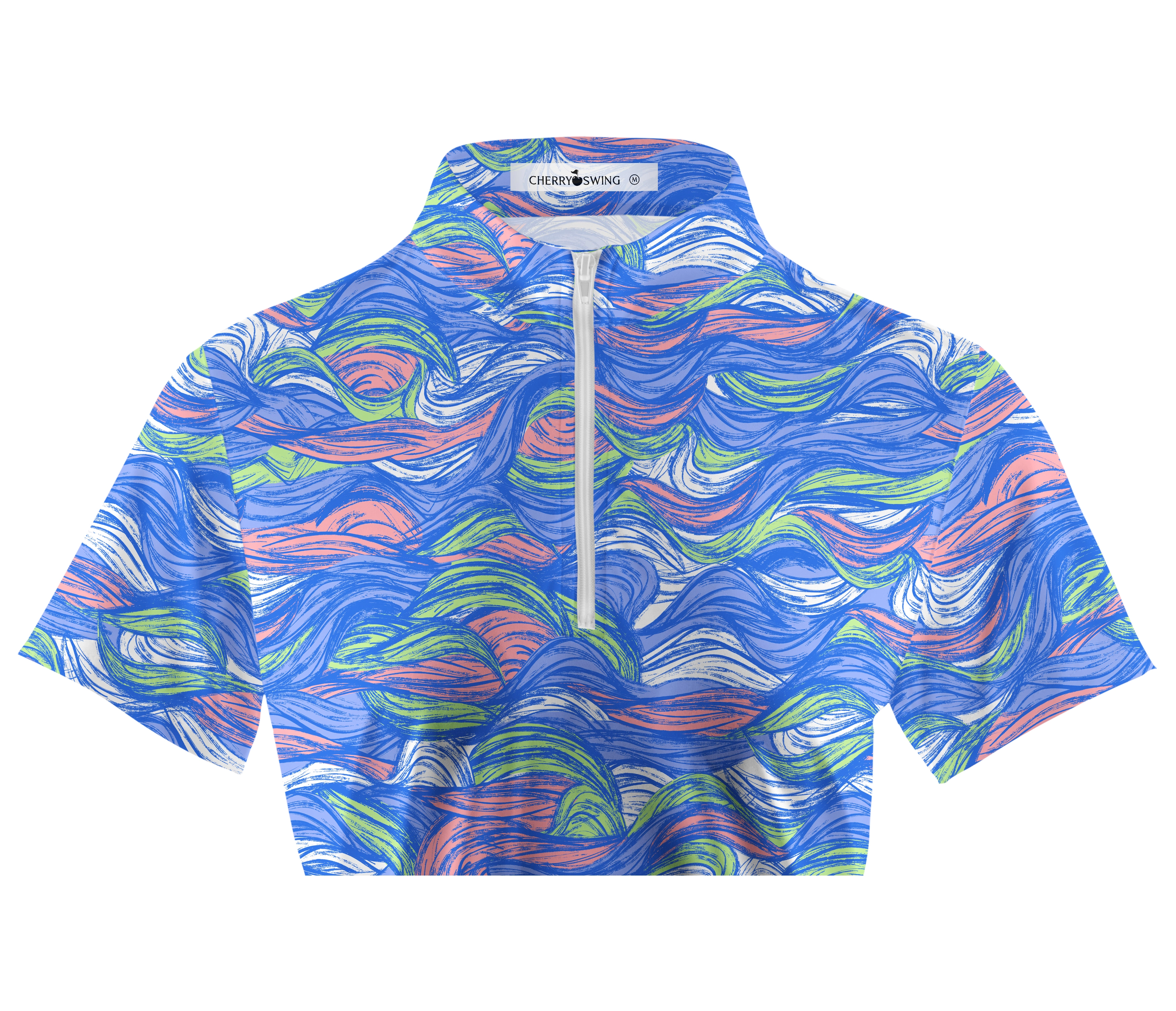 Cherryswing Women's Colored Waves Short Sleeve Golf Shirt