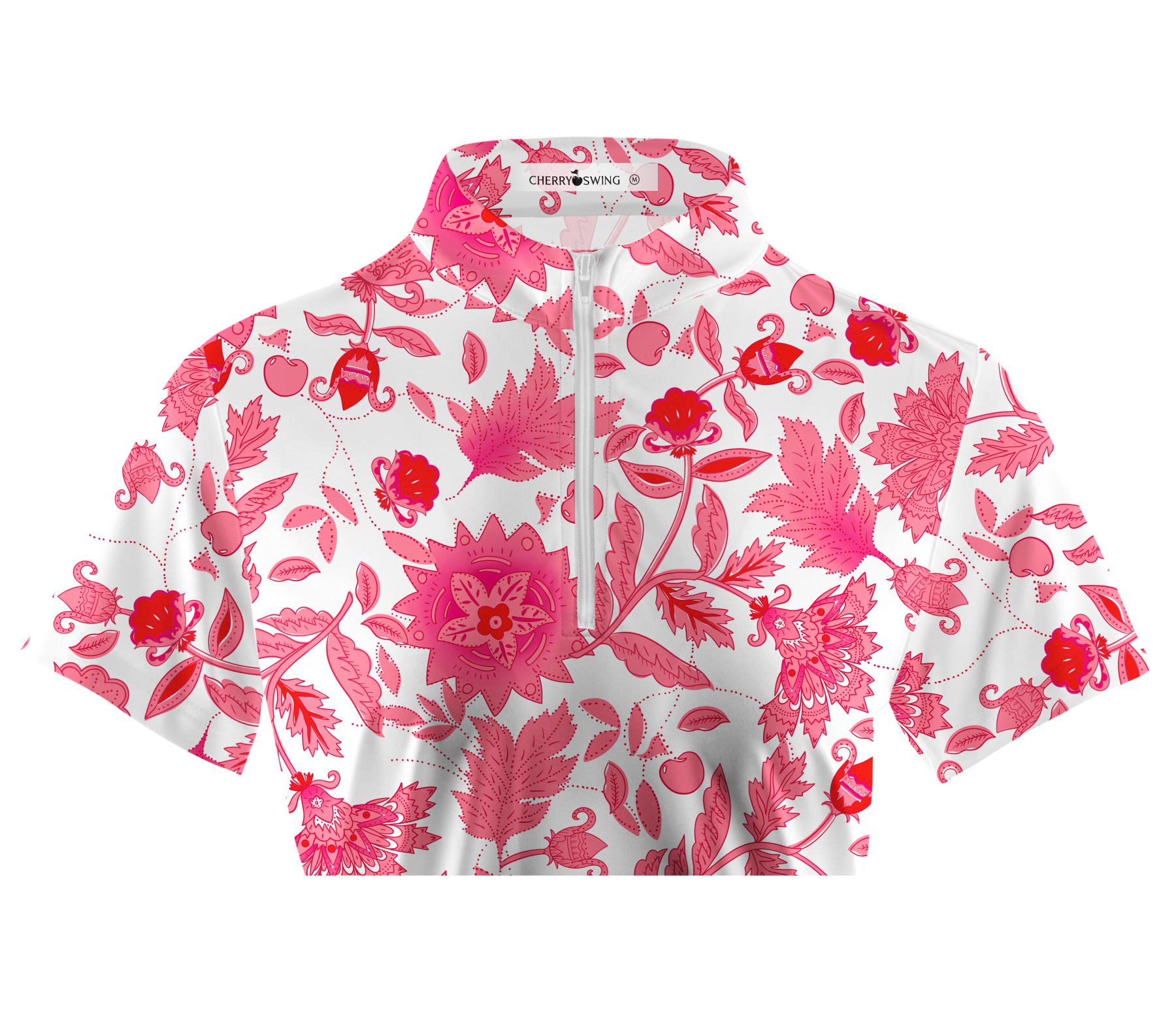 Cherryswing Women's Pink Botanical Short Sleeve Golf Shirt