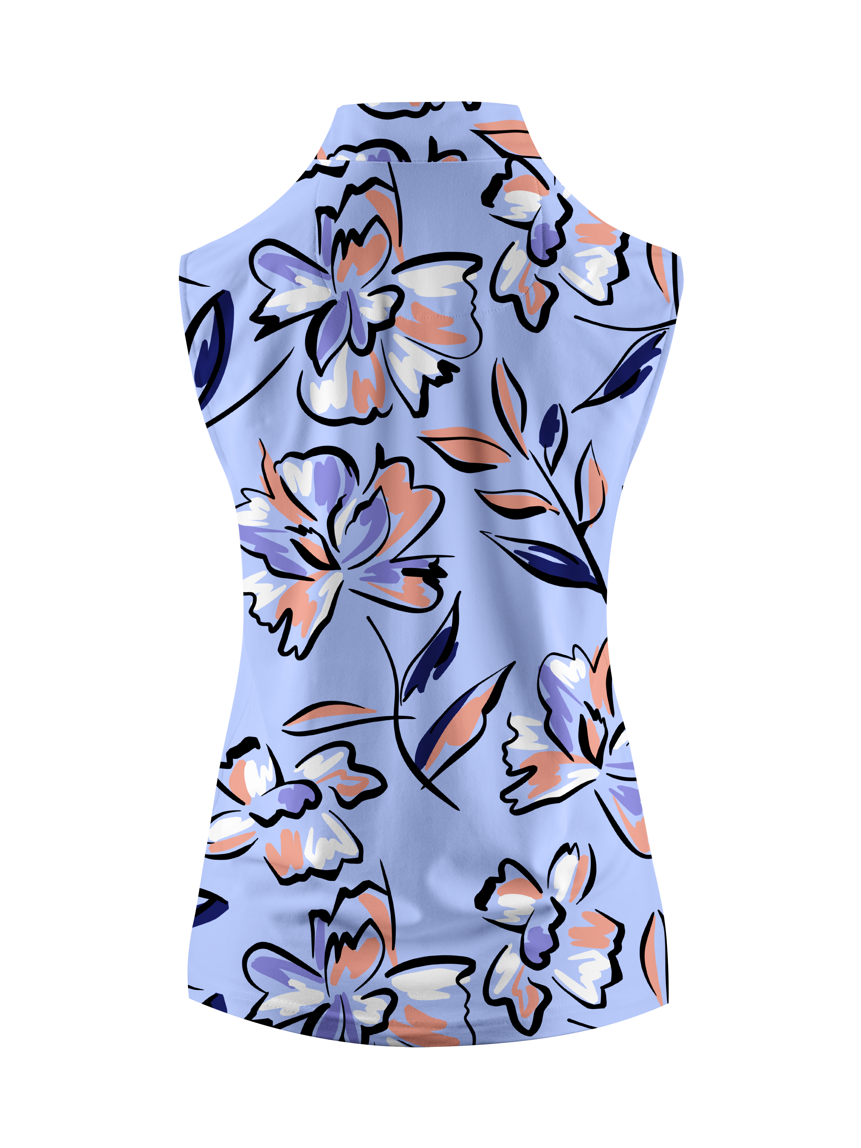 Cherryswing Women's Lilac Floral Sleeveless Golf Shirt