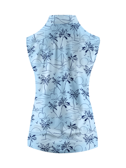 Cherryswing Women's Coconut Trees Swaying Sleeveless Golf Shirt