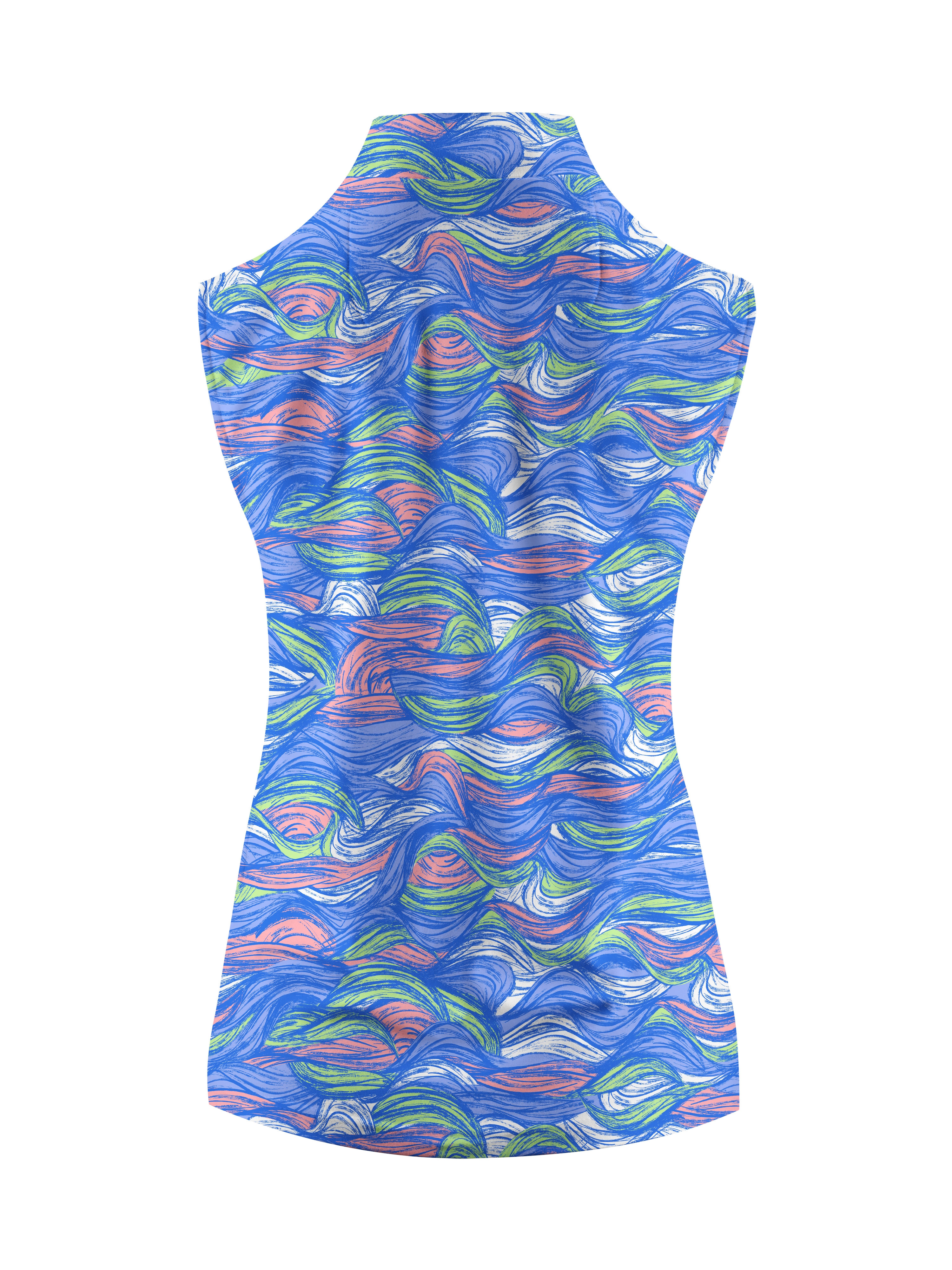 Cherryswing Women's Colored Waves Swaying Sleeveless Golf Shirt