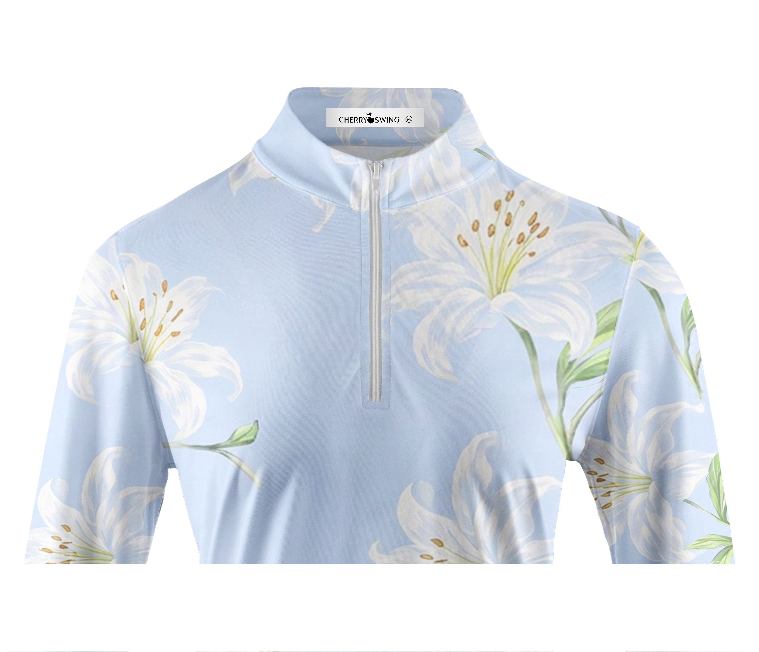 Cherryswing Women's Elegant Lily Print Long Sleeve Golf Shirt