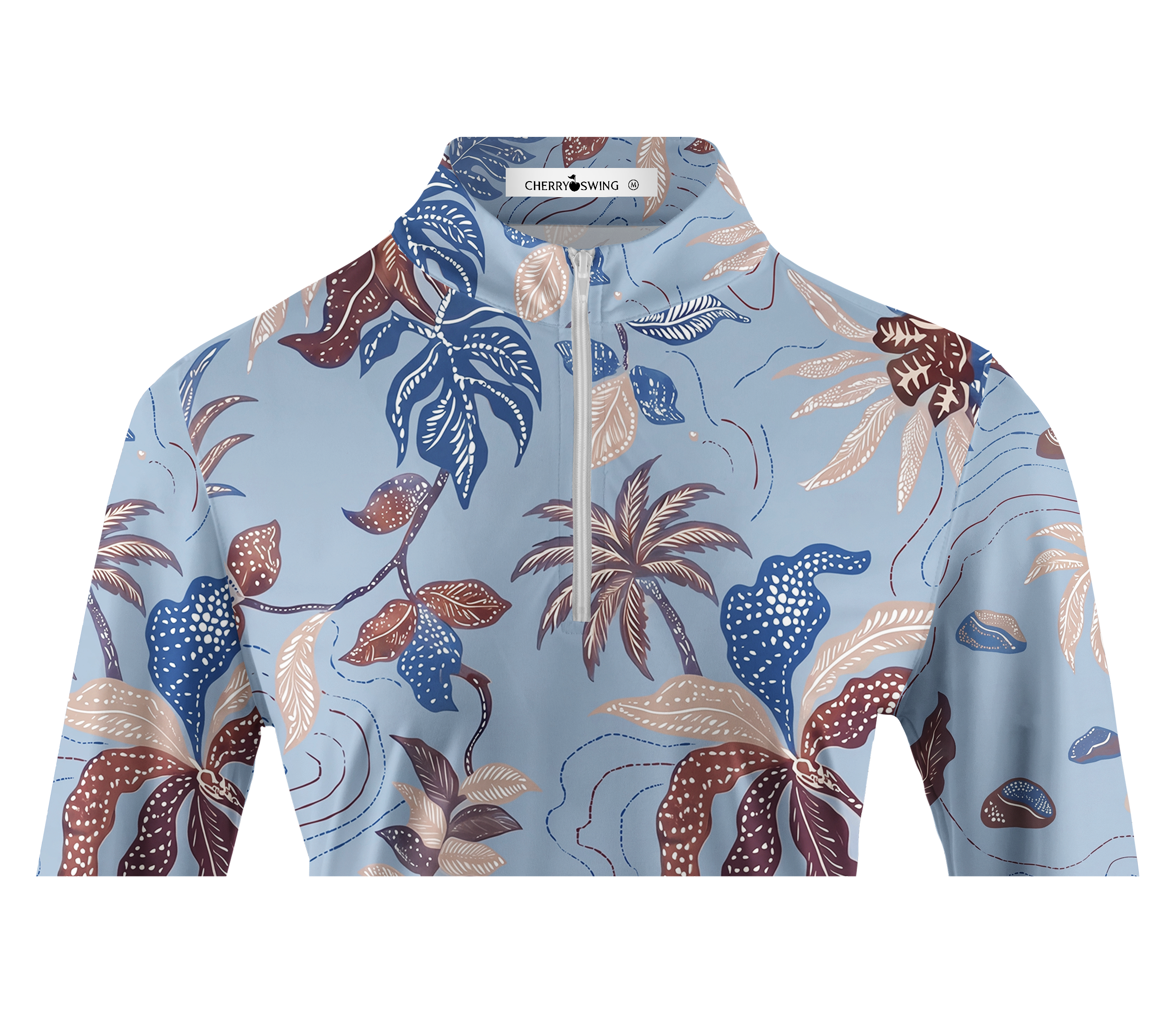 Cherryswing Women's Exotic Tropical Botanical Long Sleeve Golf Shirt