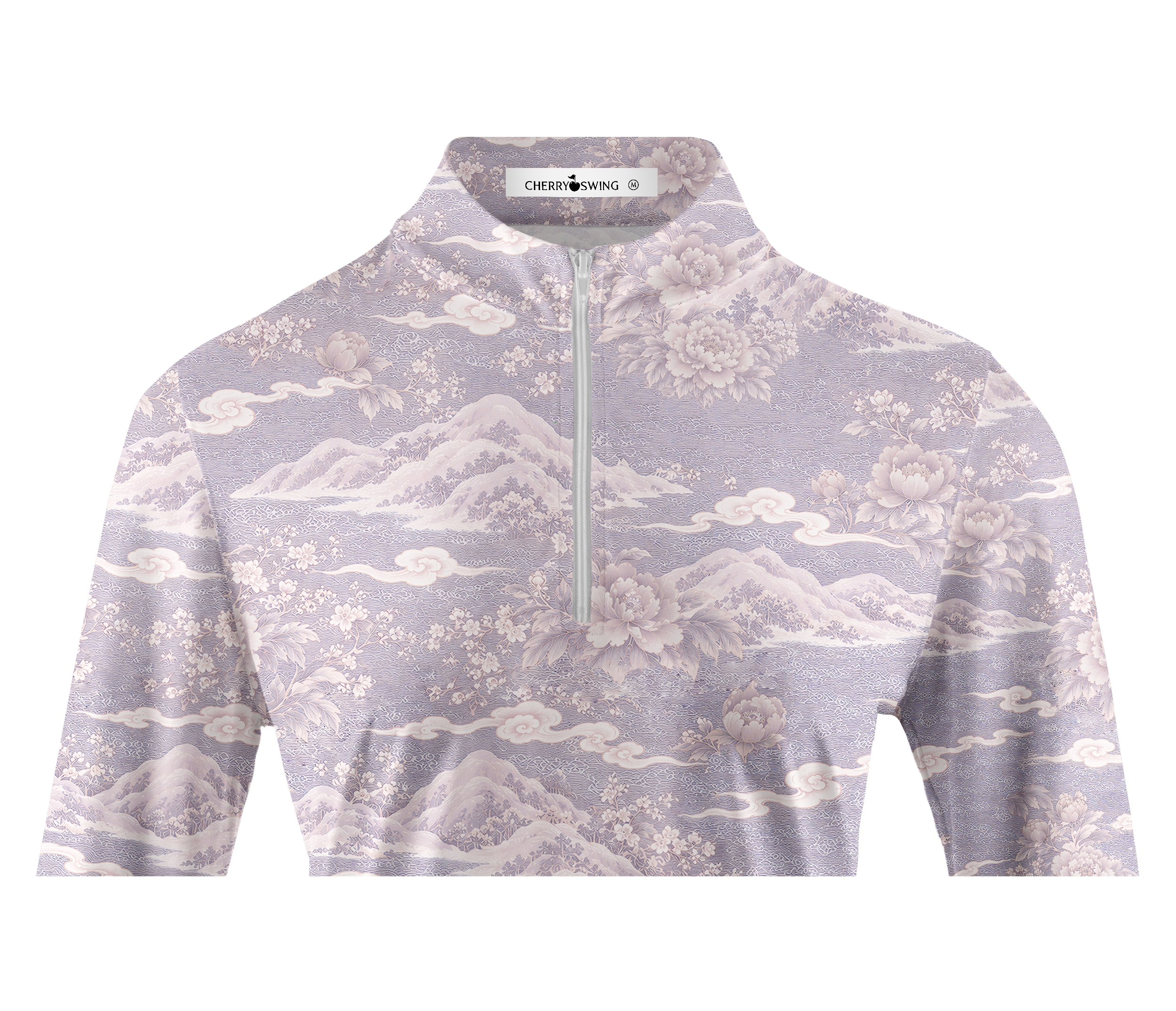 Cherryswing Women's Oriental Mountain Peony Long Sleeve Golf Shirt