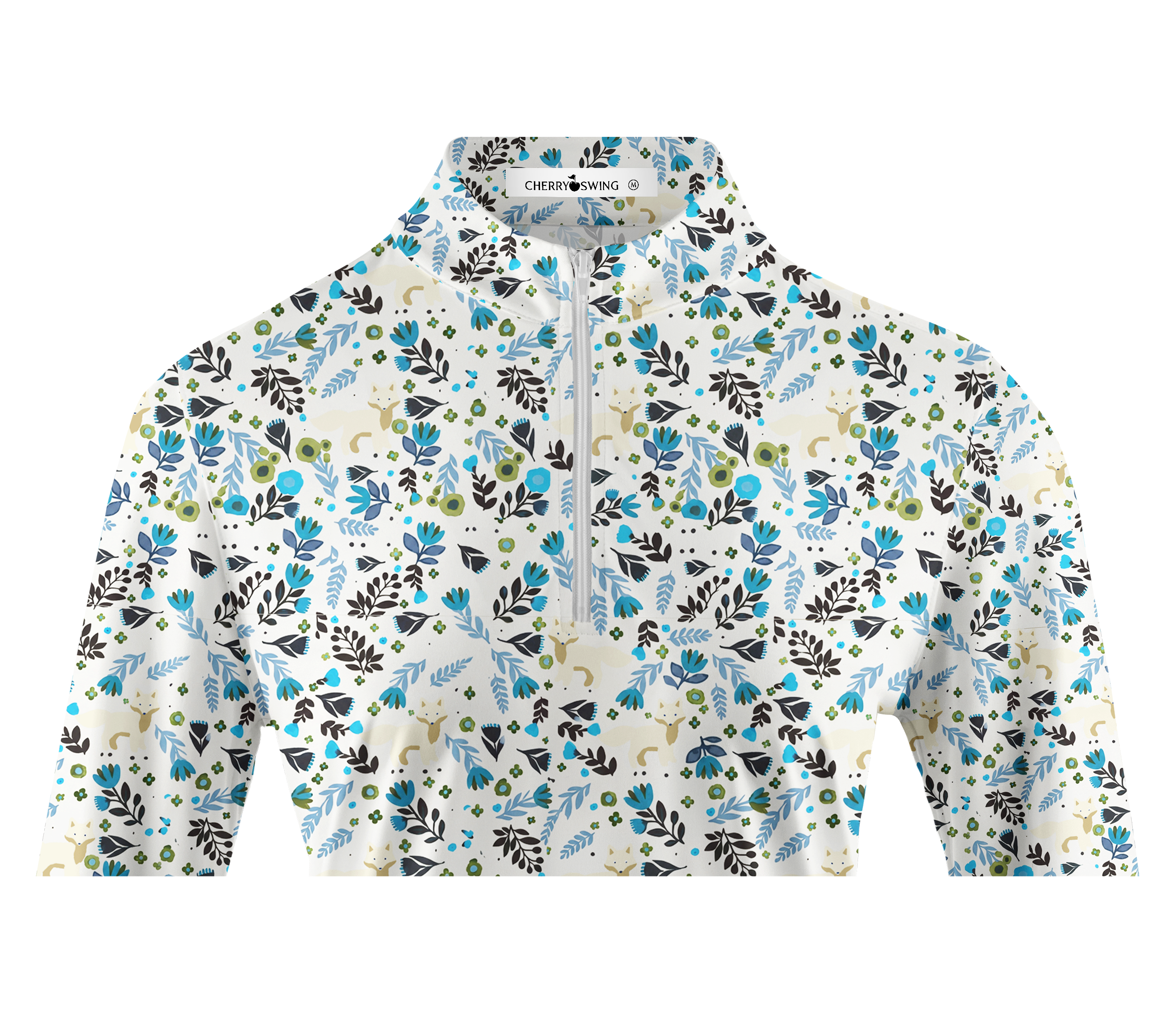 Cherryswing Women's Nordic Floral and Bird Long Sleeve Golf Shirt
