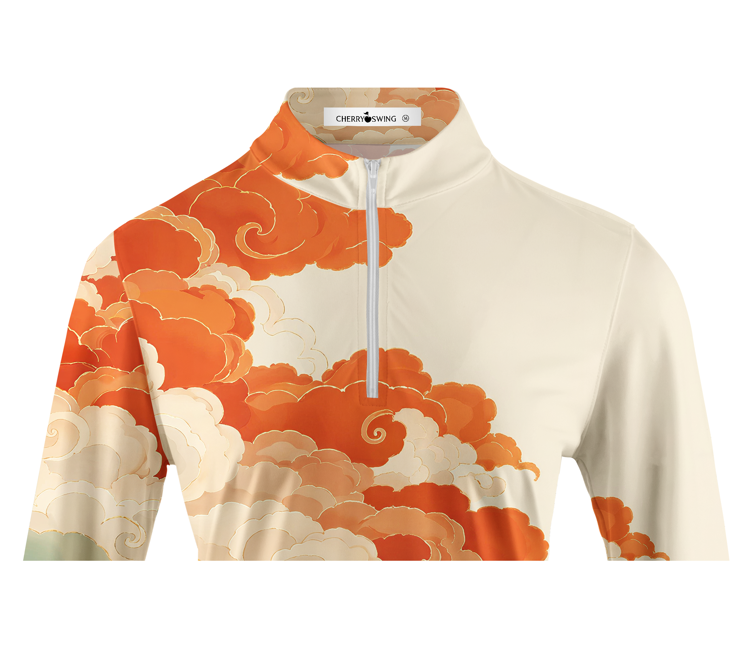 Cherryswing Women's Oriental Auspicious Cloud Long Sleeve Golf Shirt