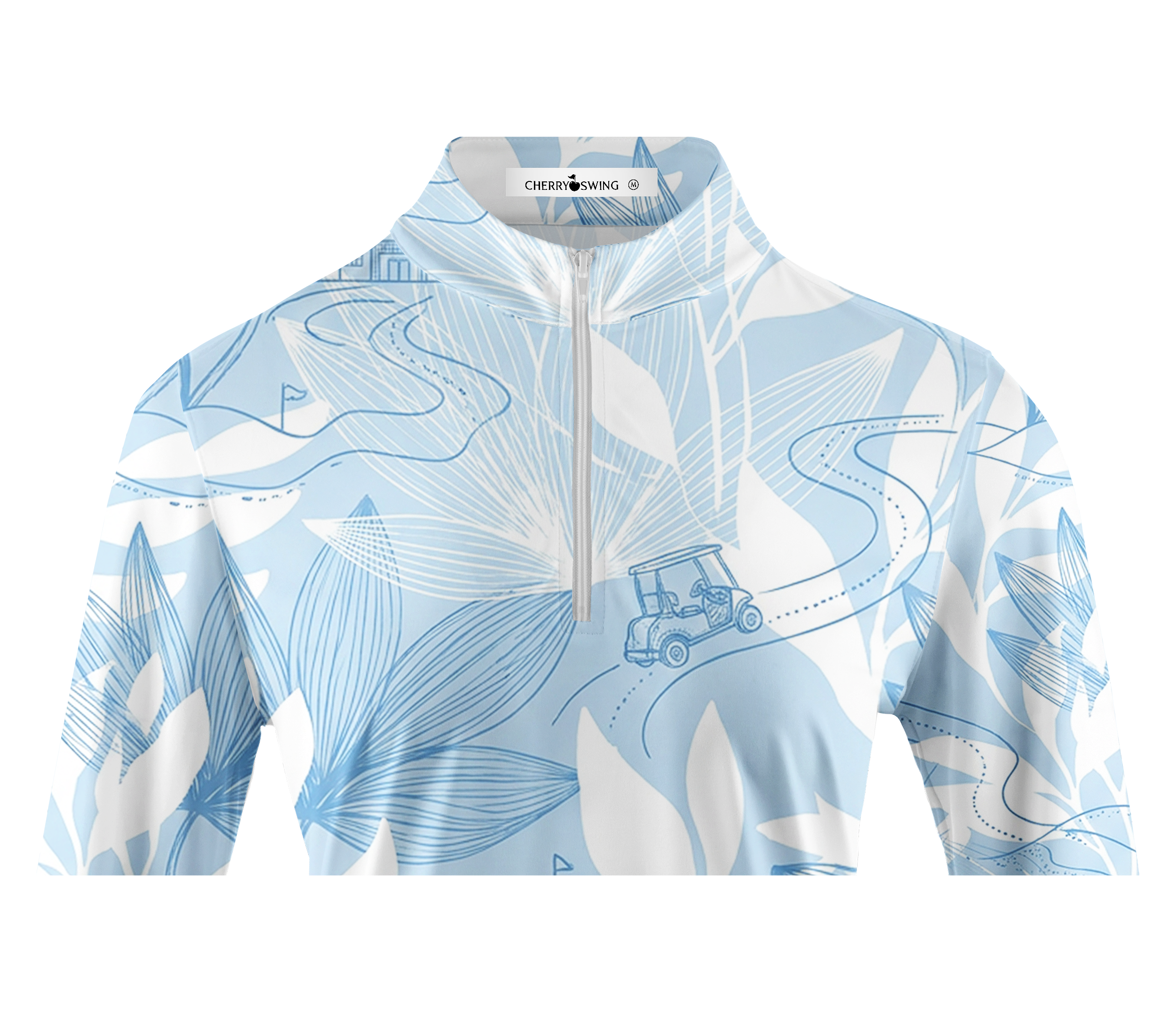 Cherryswing Women's Tropical Golf Cart Long Sleeve Golf Shirt