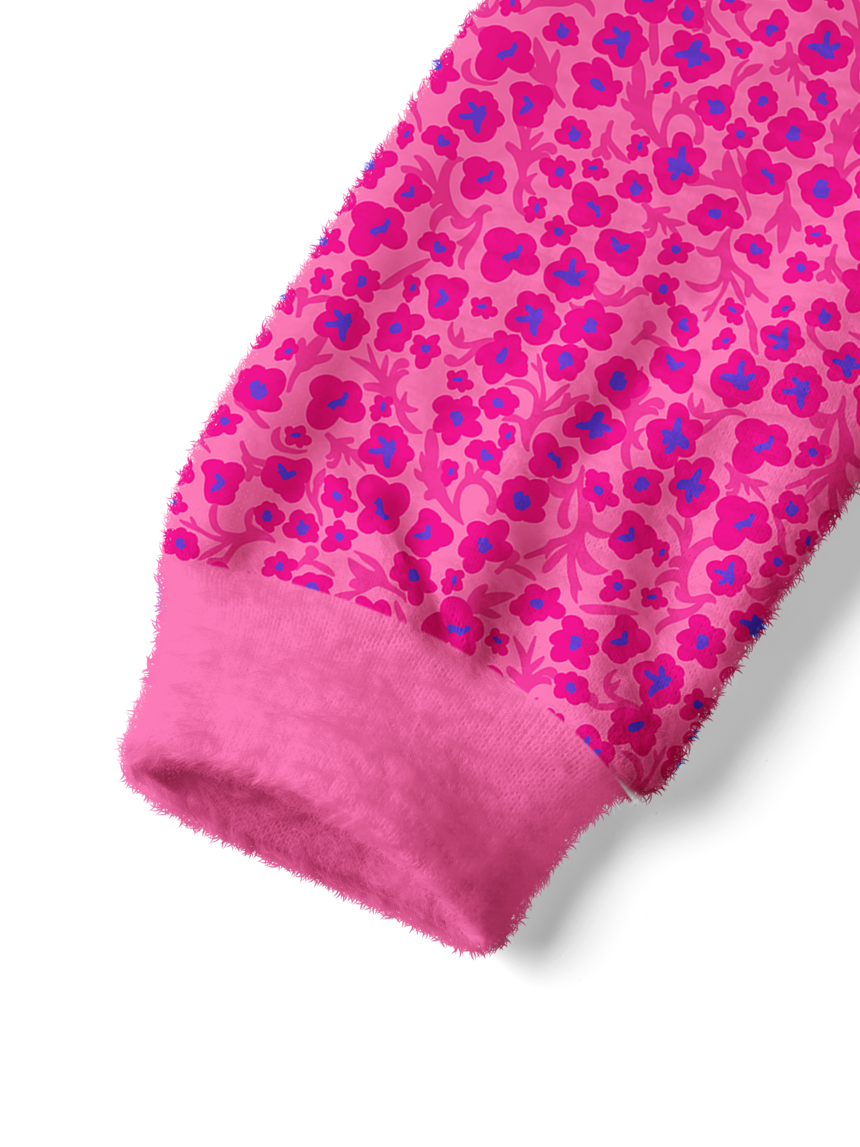 Cherryswing Women's Pink Floral Golf Fuzzy Knit Golf Sweater