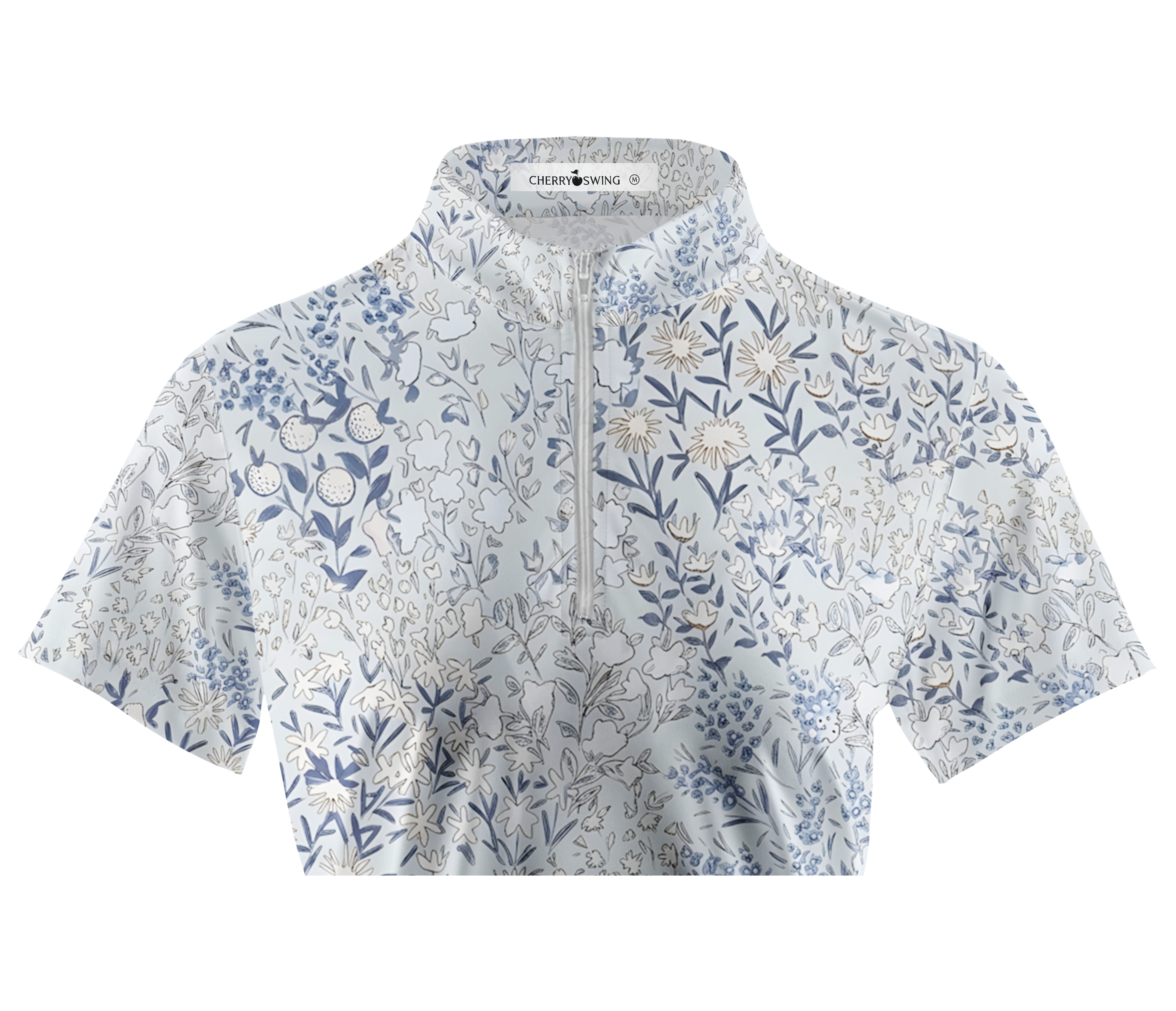 Cherryswing Women's Porcelain Botanical Sketch Short Sleeve Golf Shirt