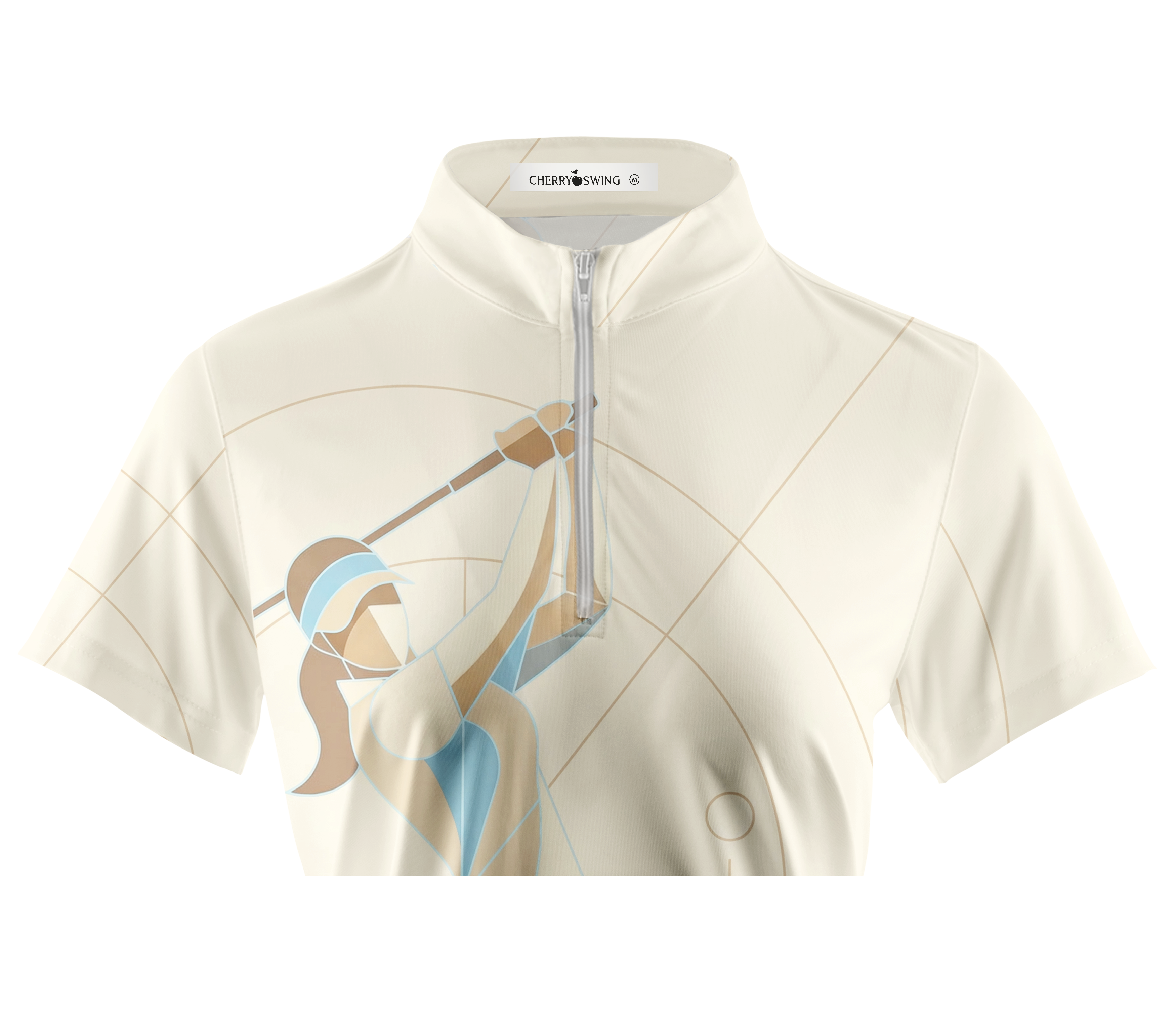 Cherryswing Women's Geometric Golfer Art Print Short Sleeve Golf Shirt