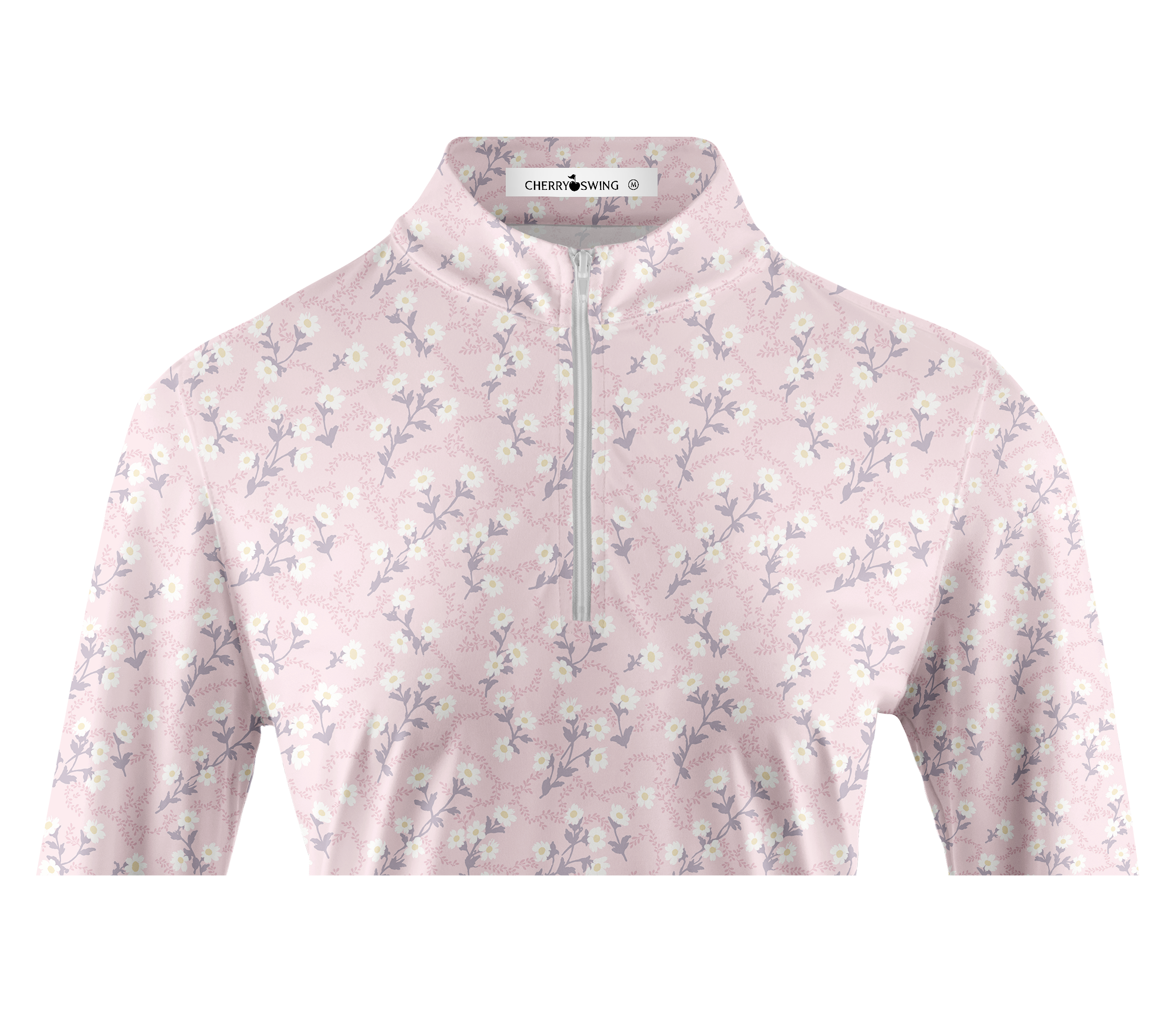 Cherryswing Women's Dainty Floral Sprig Print Long Sleeve Golf Shirt