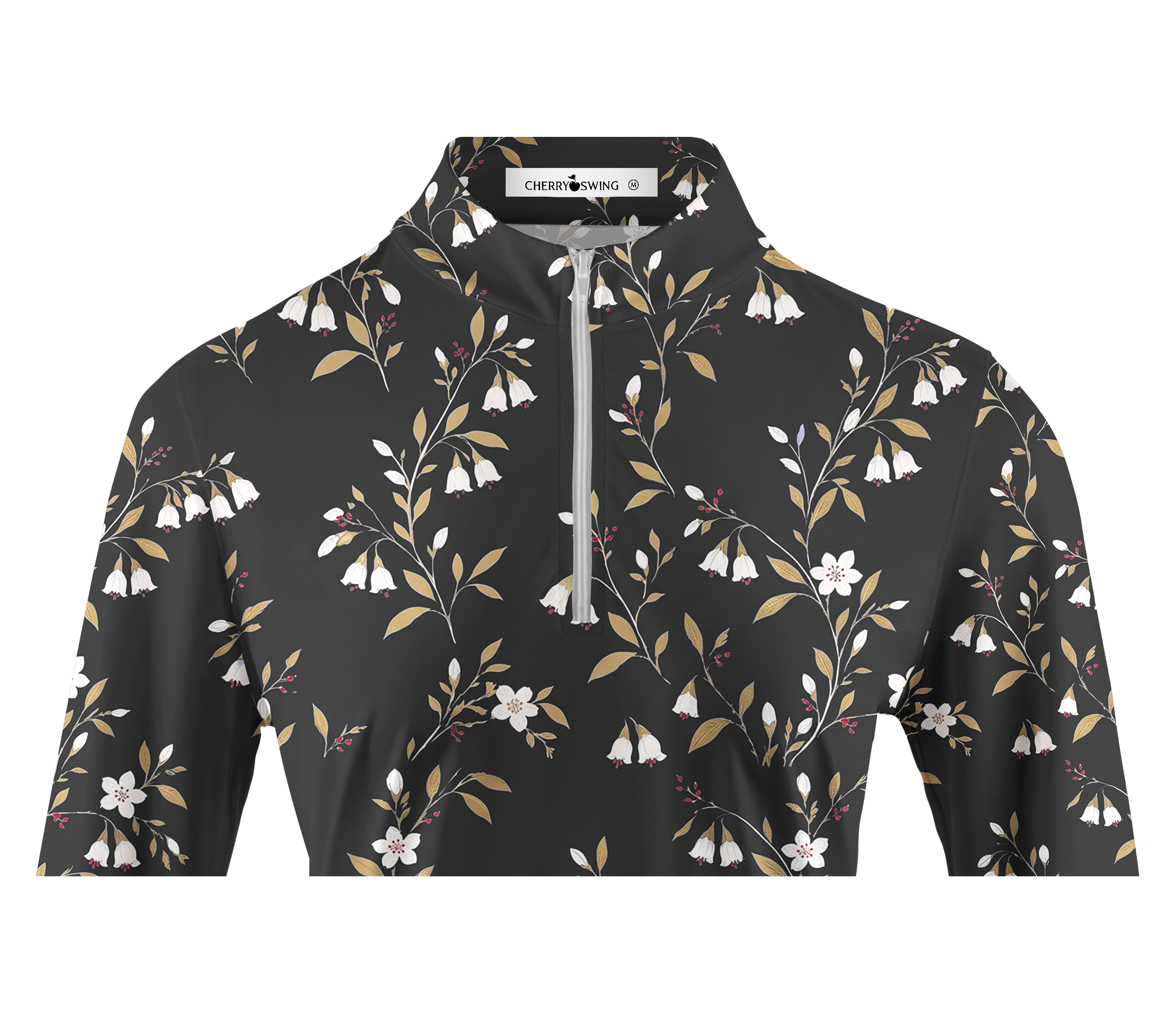 Cherryswing Women's Elegant Cascading Bellflower Long Sleeve Golf Shirt