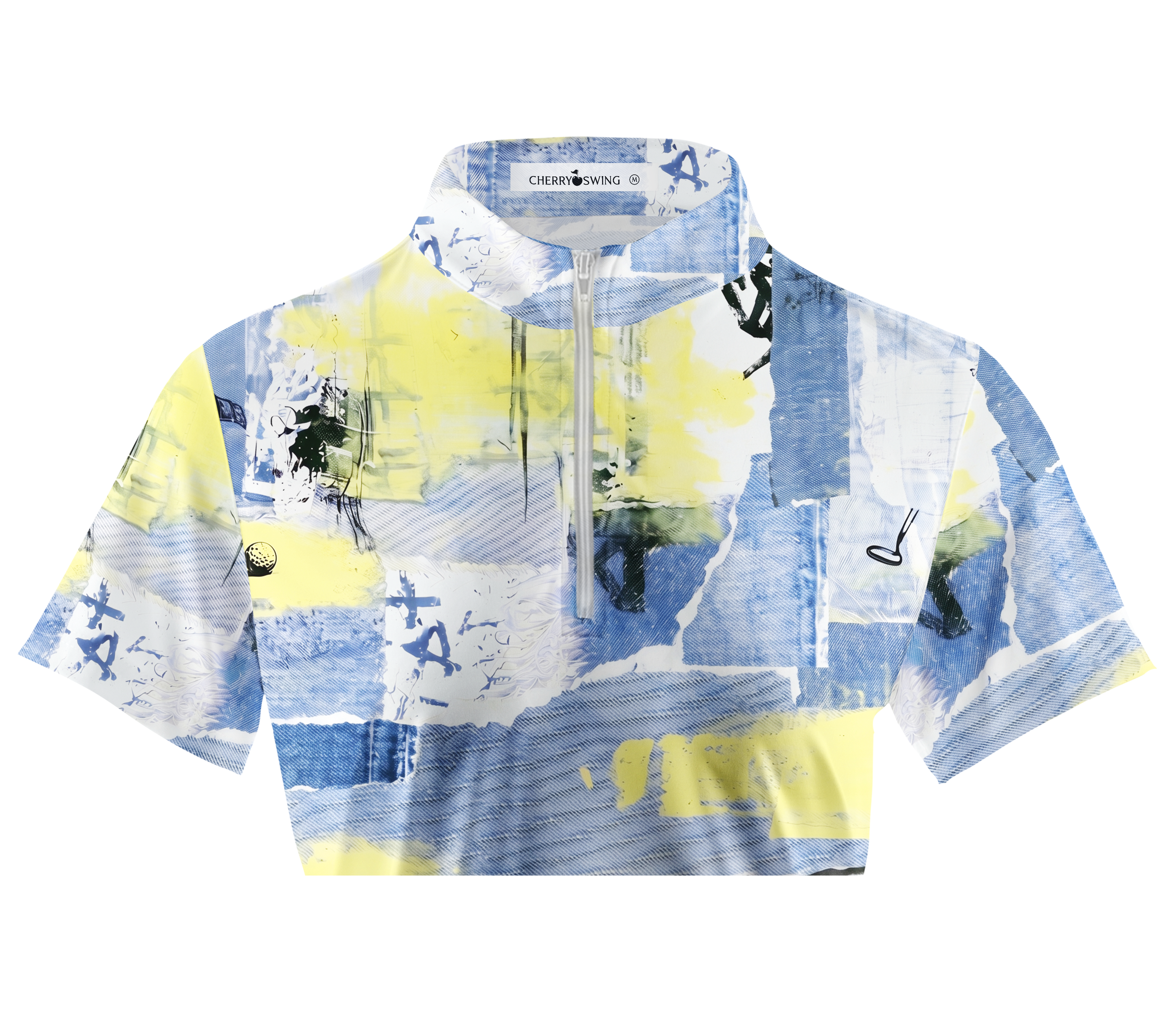 Cherryswing Women's Abstract Course Collage Short Sleeve Golf Shirt