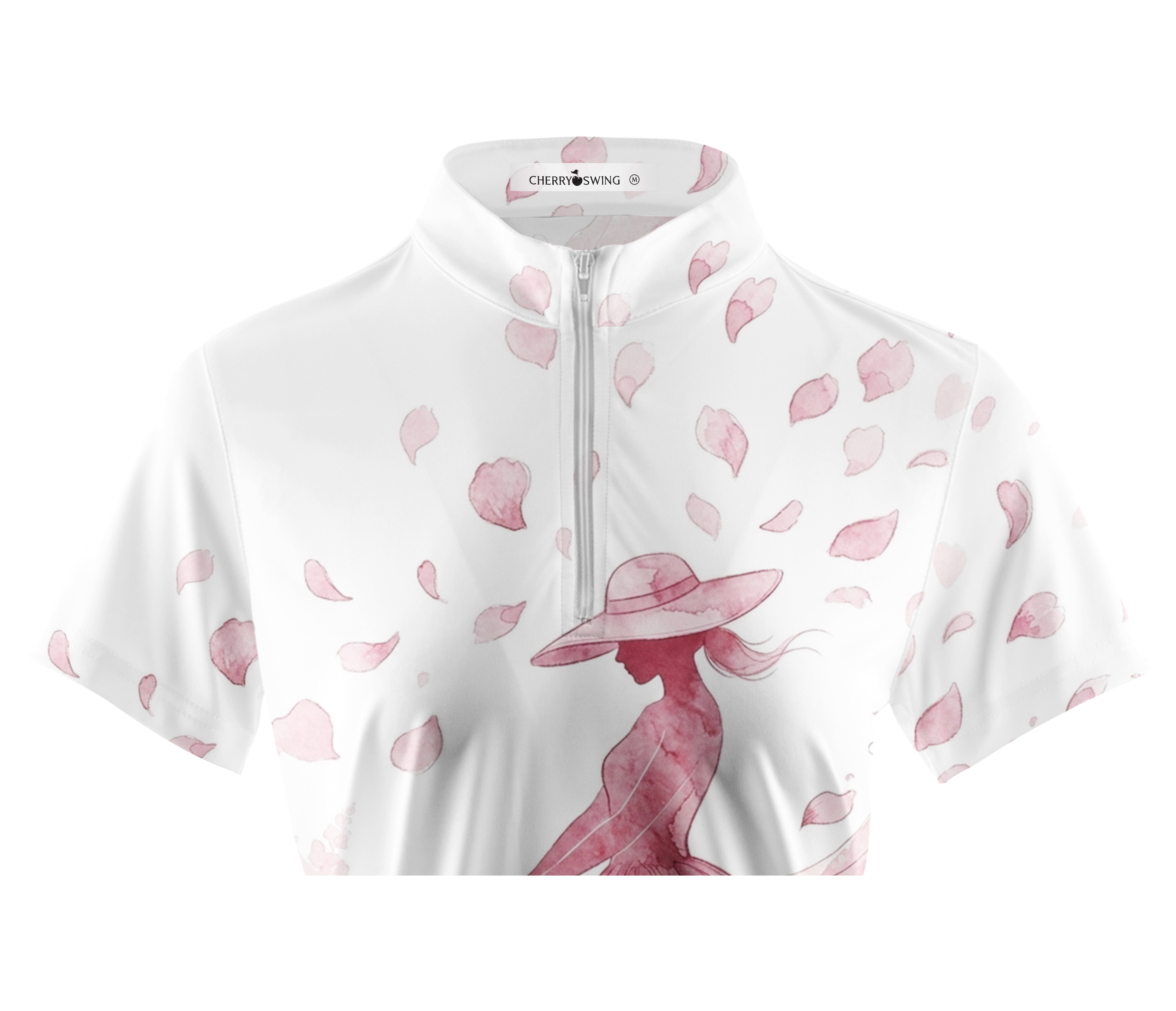 Cherryswing Women's Watercolor Petal Silhouette Short Sleeve Golf Shirt