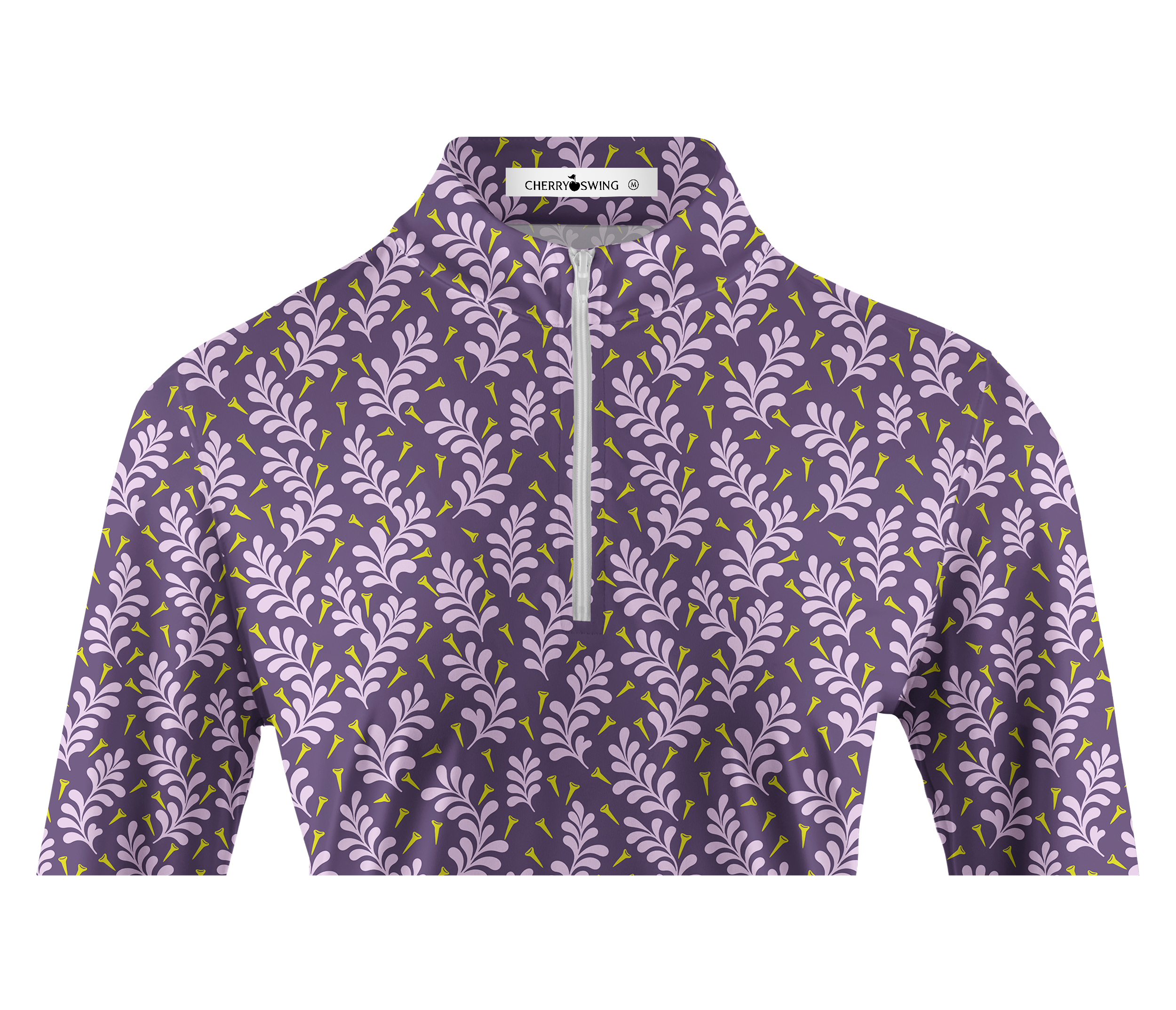 Cherryswing Women's Whimsical Tee and Leaf Pattern Long Sleeve Golf Shirt