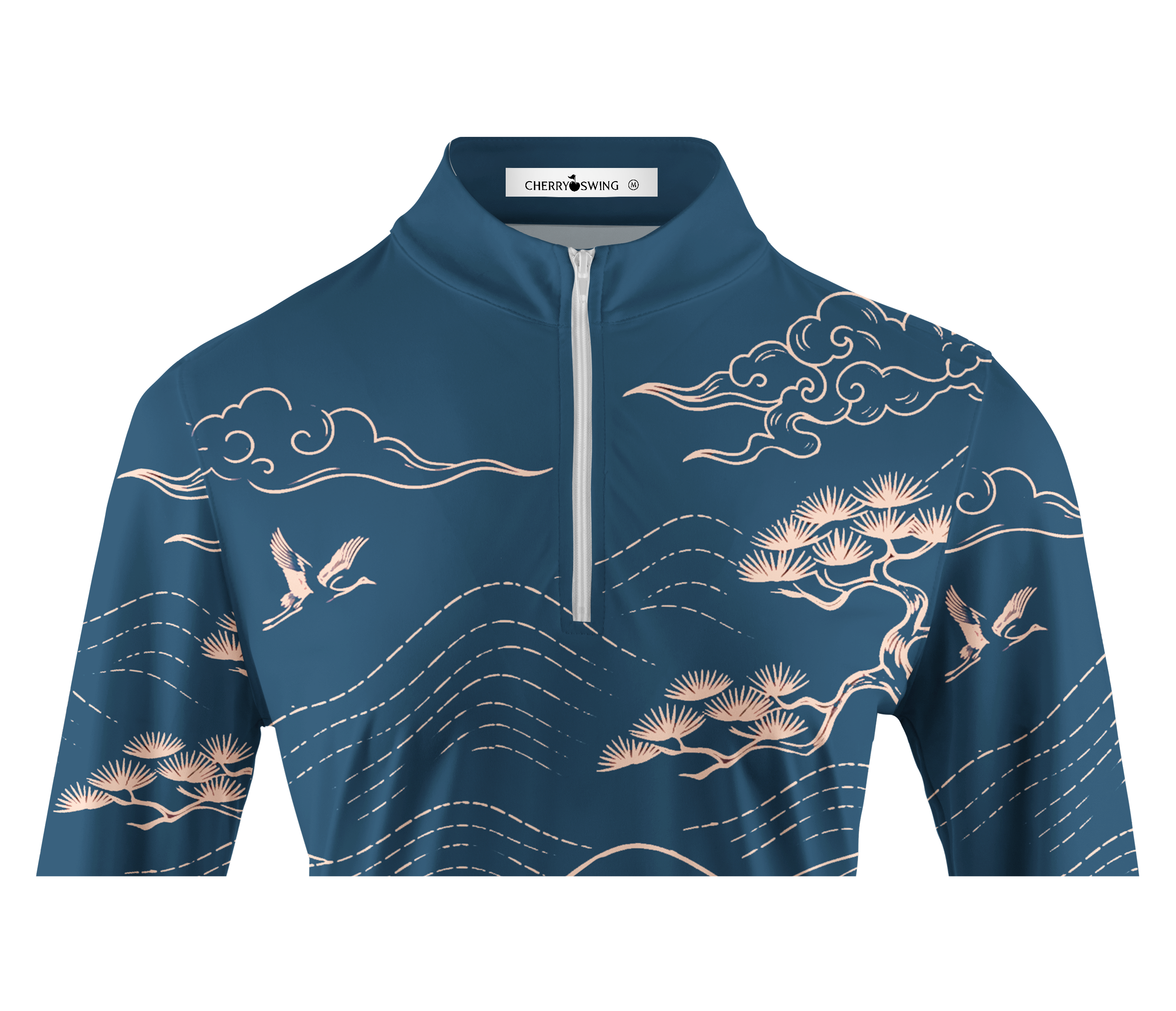 Cherryswing Women's Oriental Landscape Long Sleeve Golf Shirt