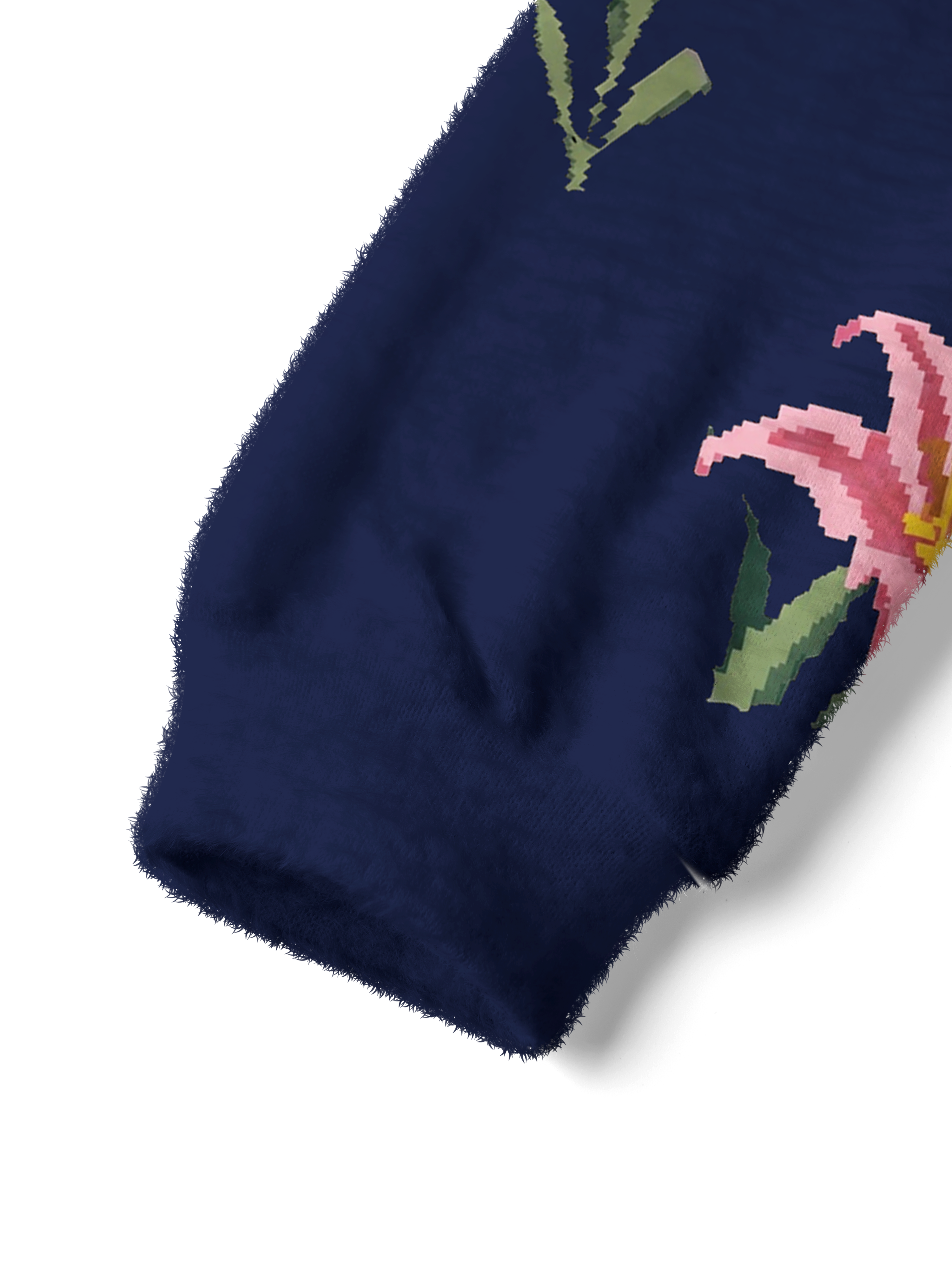 Cherryswing Women's Colorful Iris Floral Fuzzy Knit Sweater