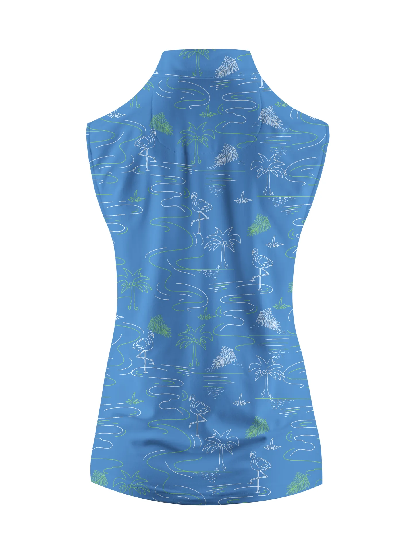 Cherryswing Women's Sleeveless Flamingos Playing Golf Polo Shirt