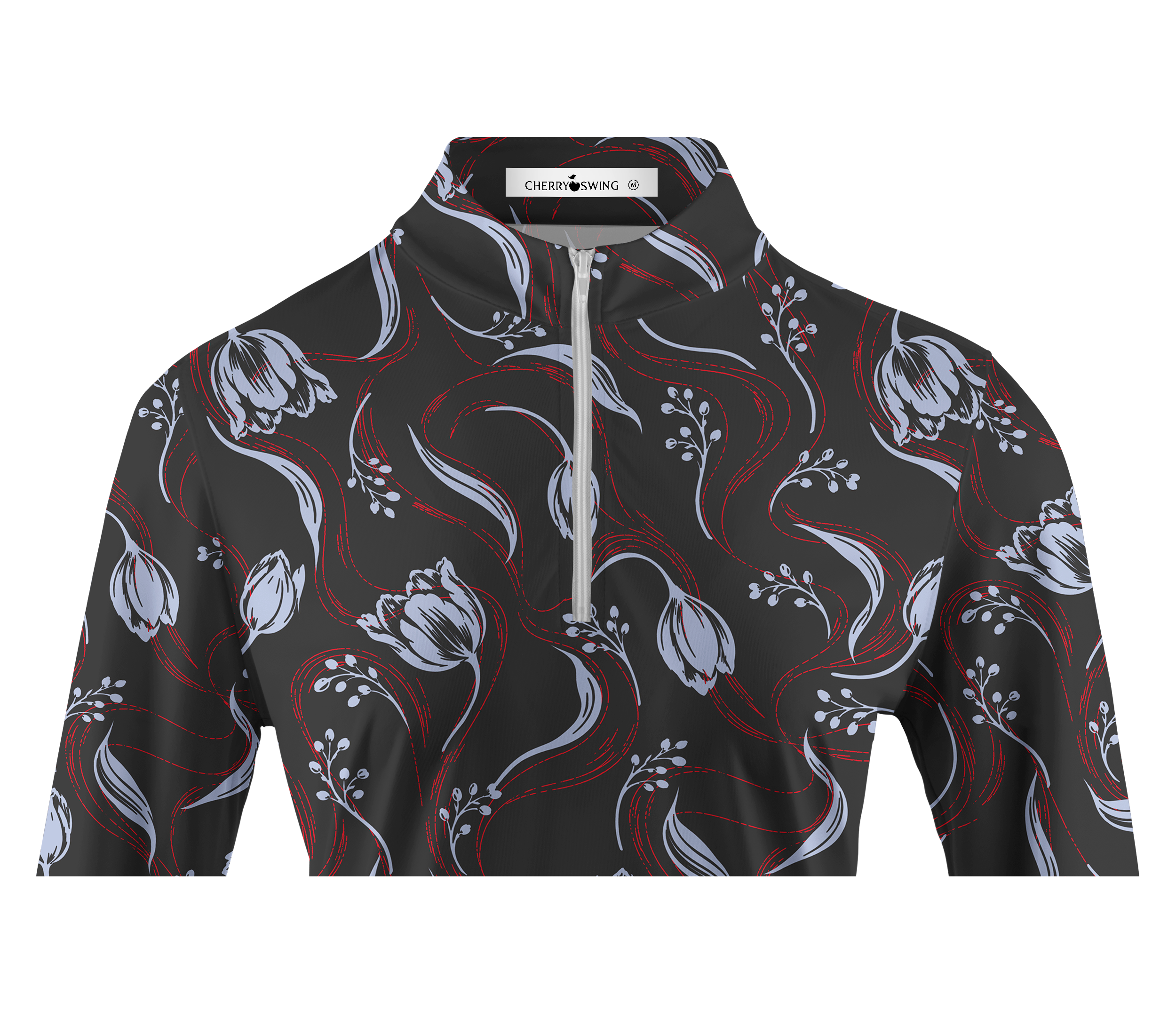Cherryswing Women's Art Nouveau Tulip Long Sleeve Golf Shirt