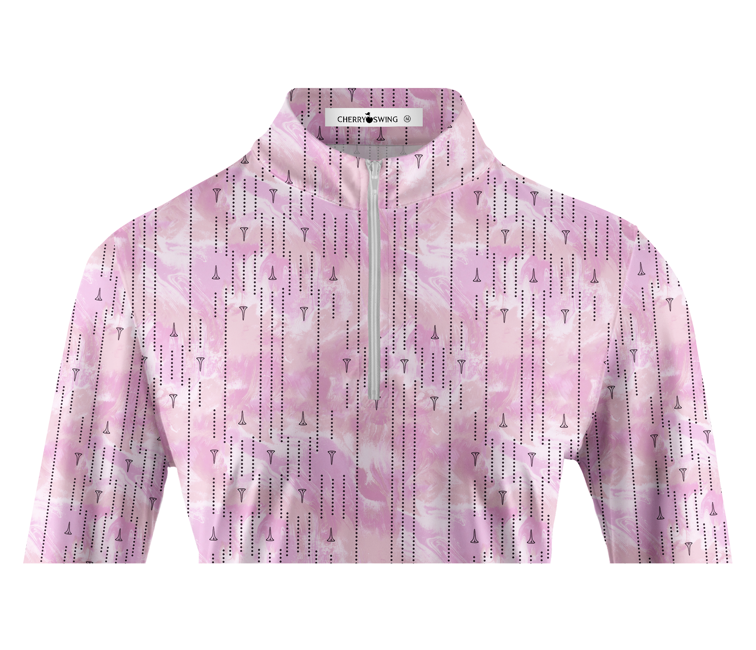 Cherryswing Women's Marble Tee Pattern Long Sleeve Golf Shirt