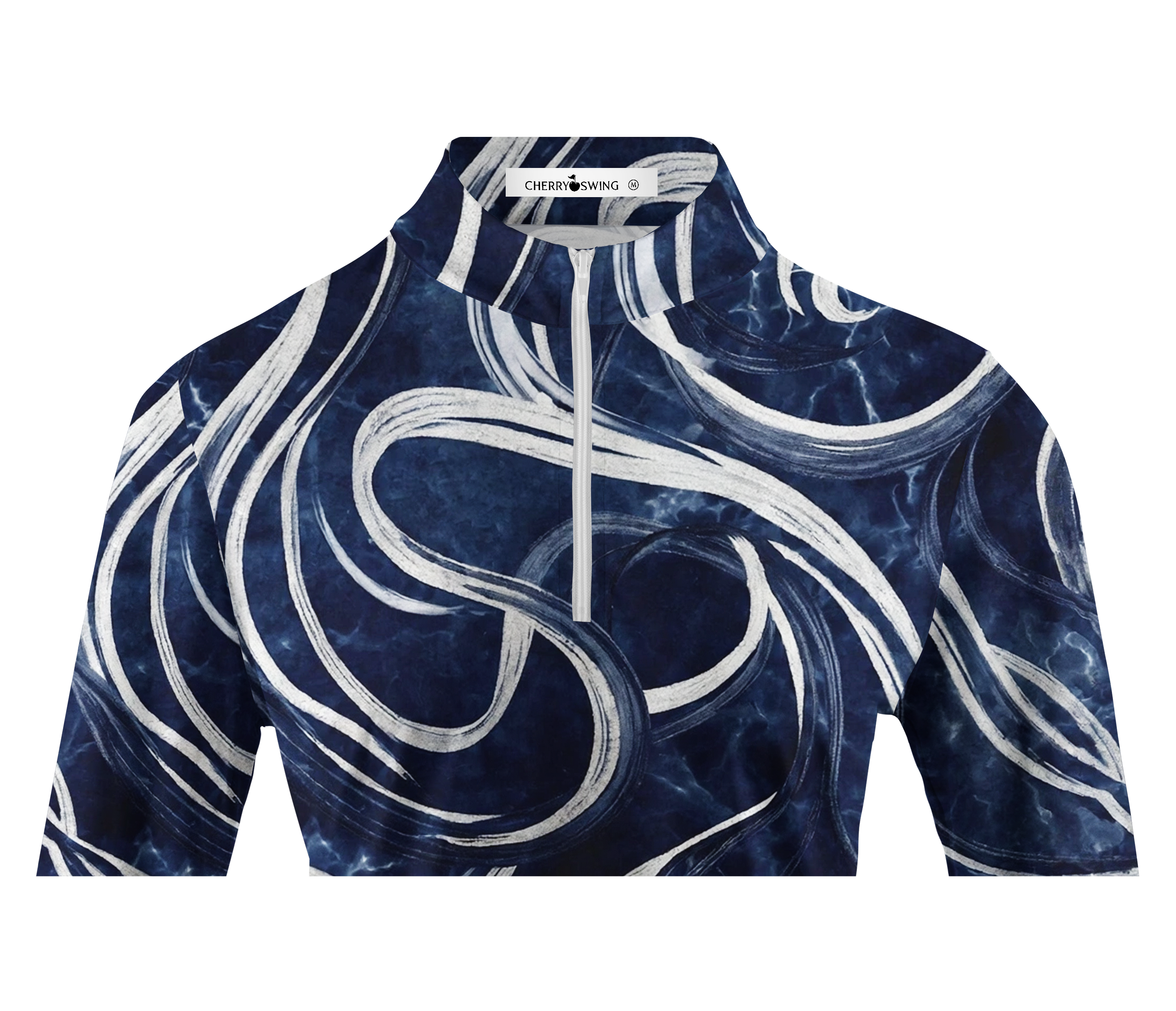 Cherryswing Women's Silver Swirl Marble Long Sleeve Golf Shirt