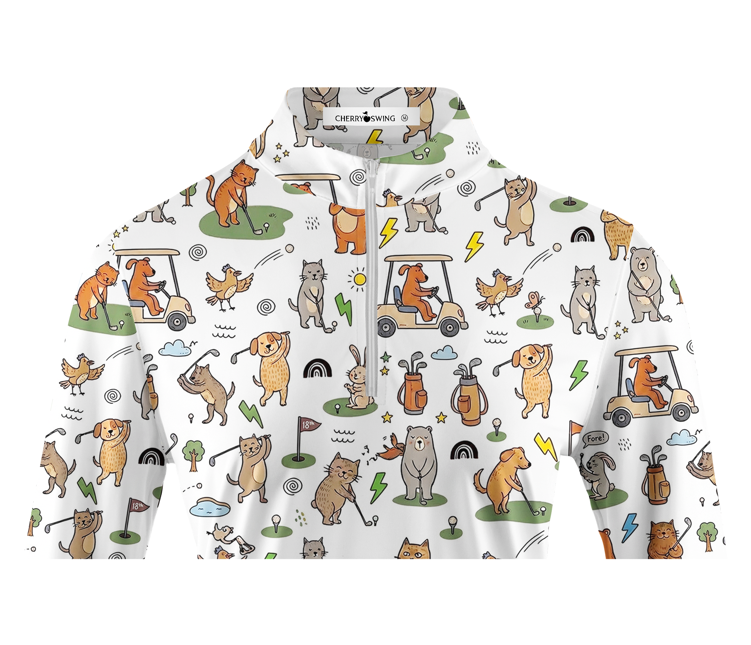 Cherryswing Women's Playful Animal Golfers Long Sleeve Golf Shirt