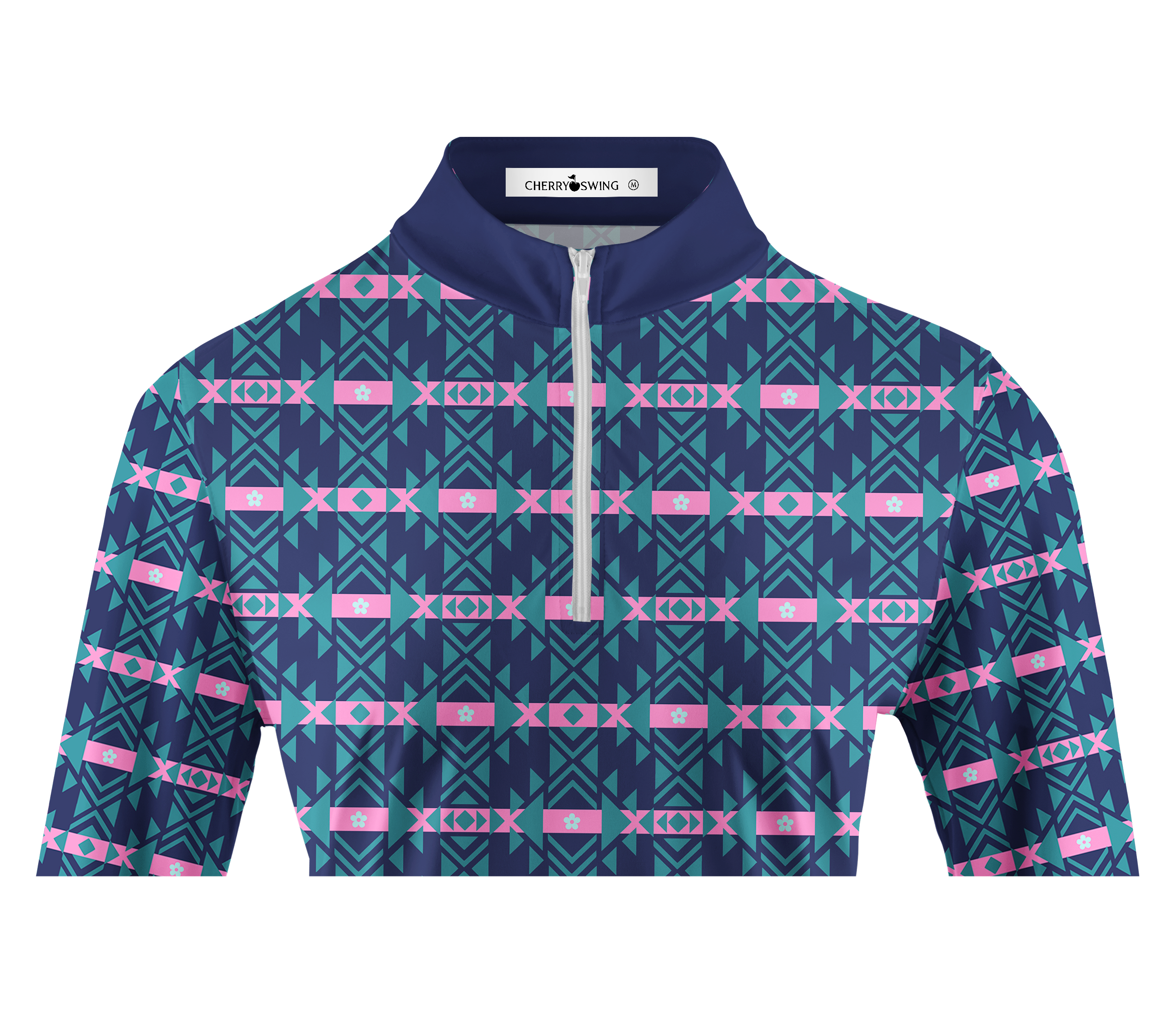 Cherryswing Women's Geometric Tribal Pattern Long Sleeve Golf Shirt