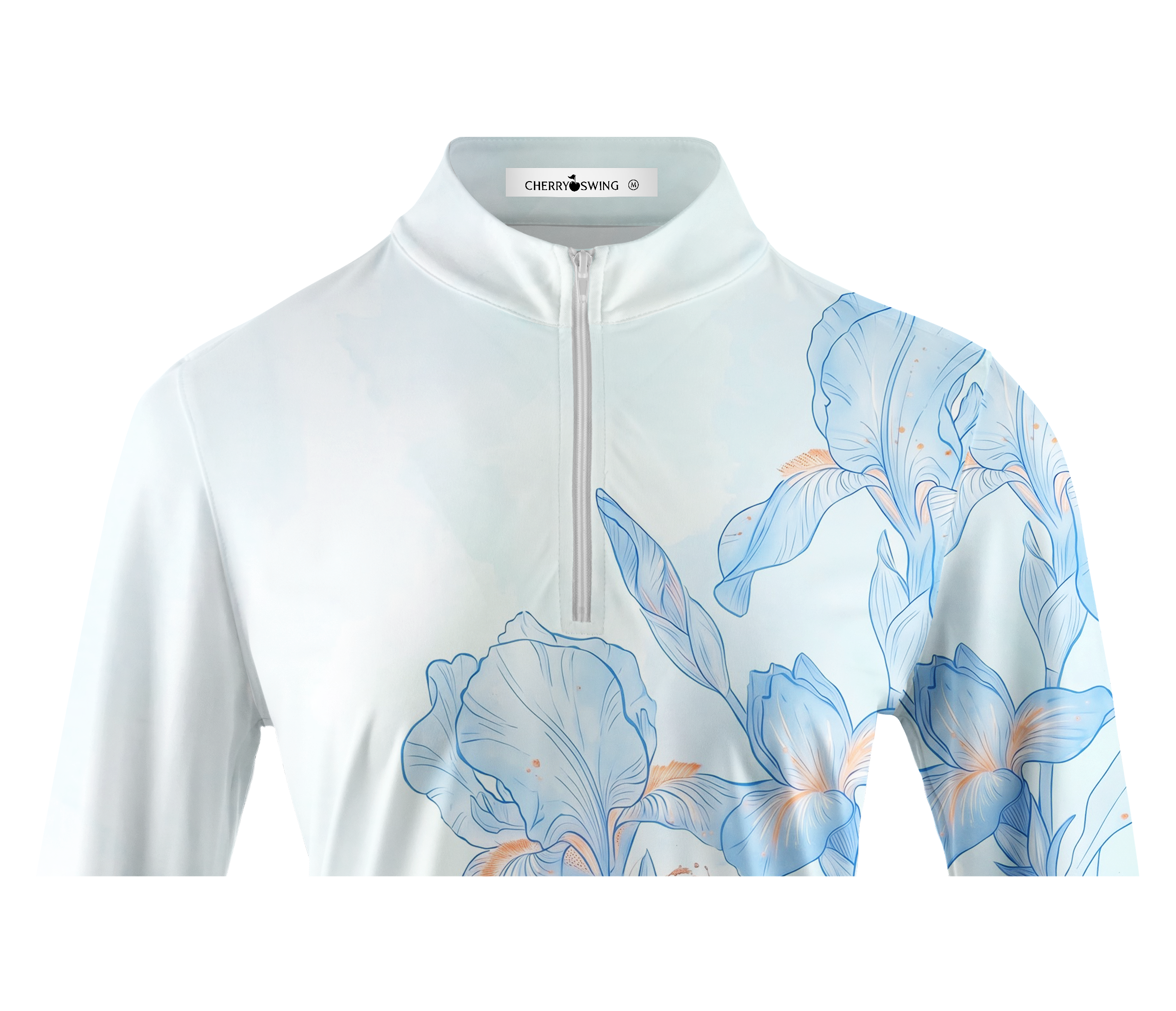 Cherryswing Women's Watercolor Iris Gradient Long Sleeve Golf Shirt