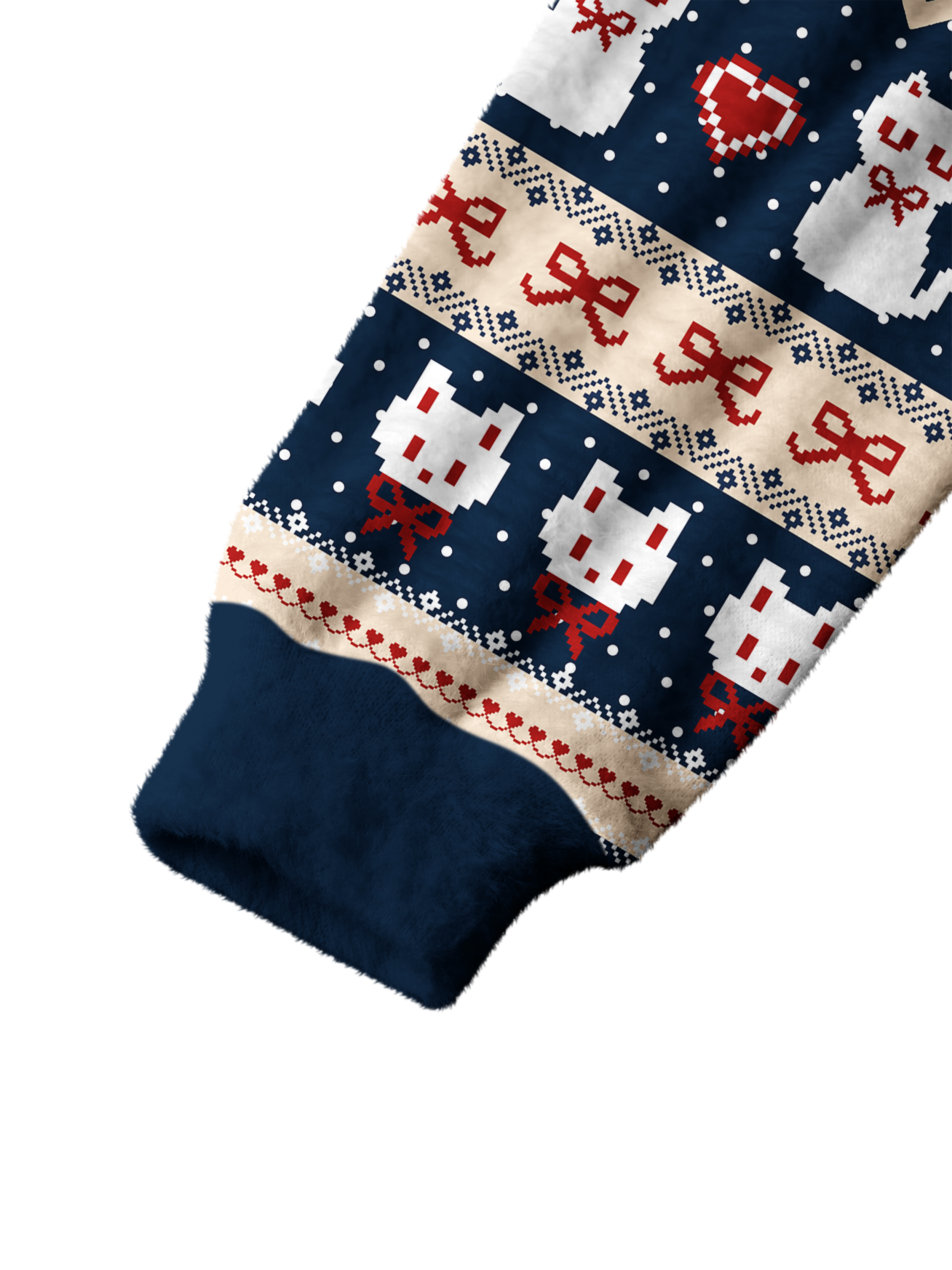 Cherryswing Women's Pixel Cat and Snowflake Nordic Fuzzy Crew Neck Sweater