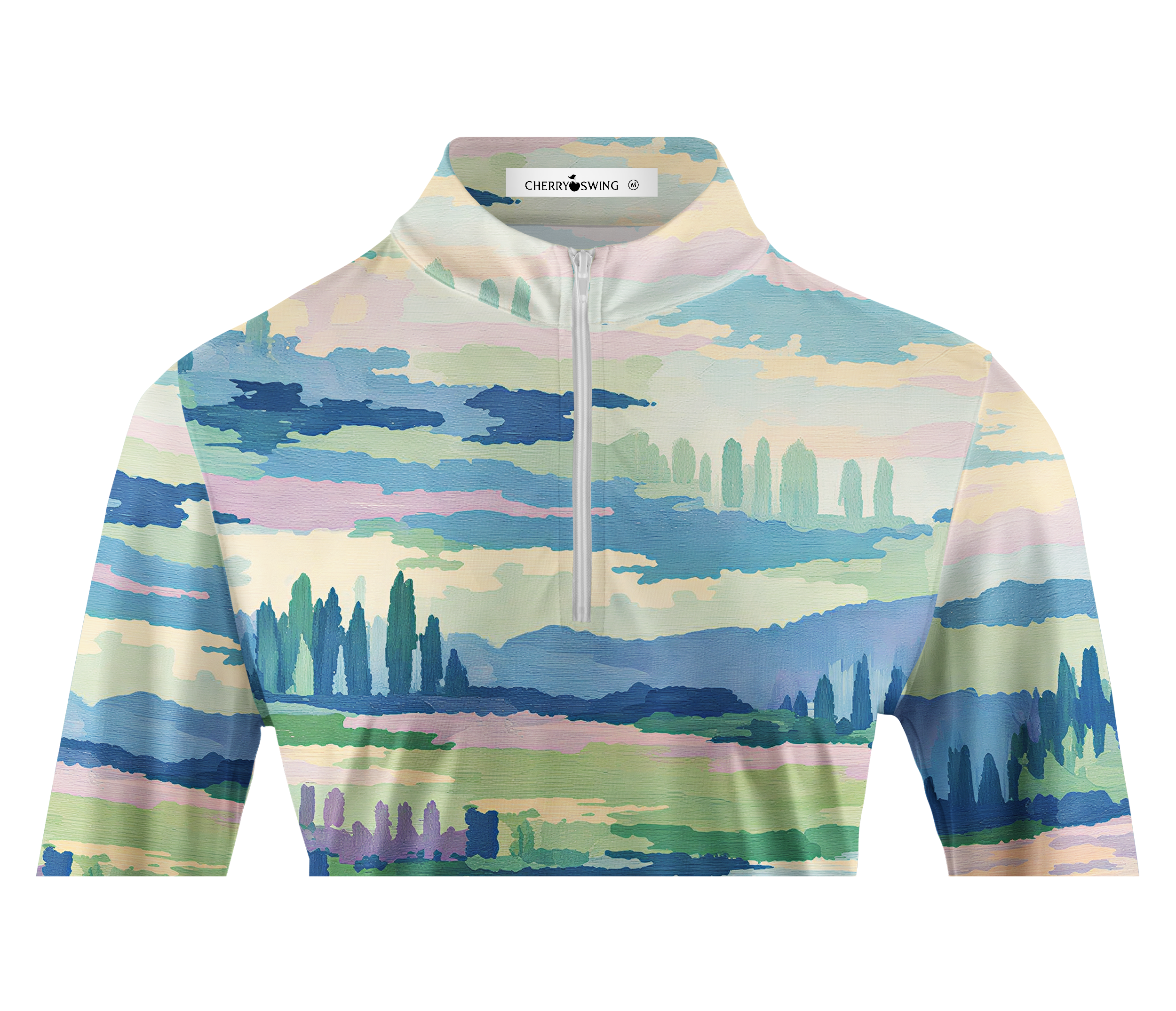 Cherryswing Women's Abstract Landscape Pastel Long Sleeve Golf Shirt