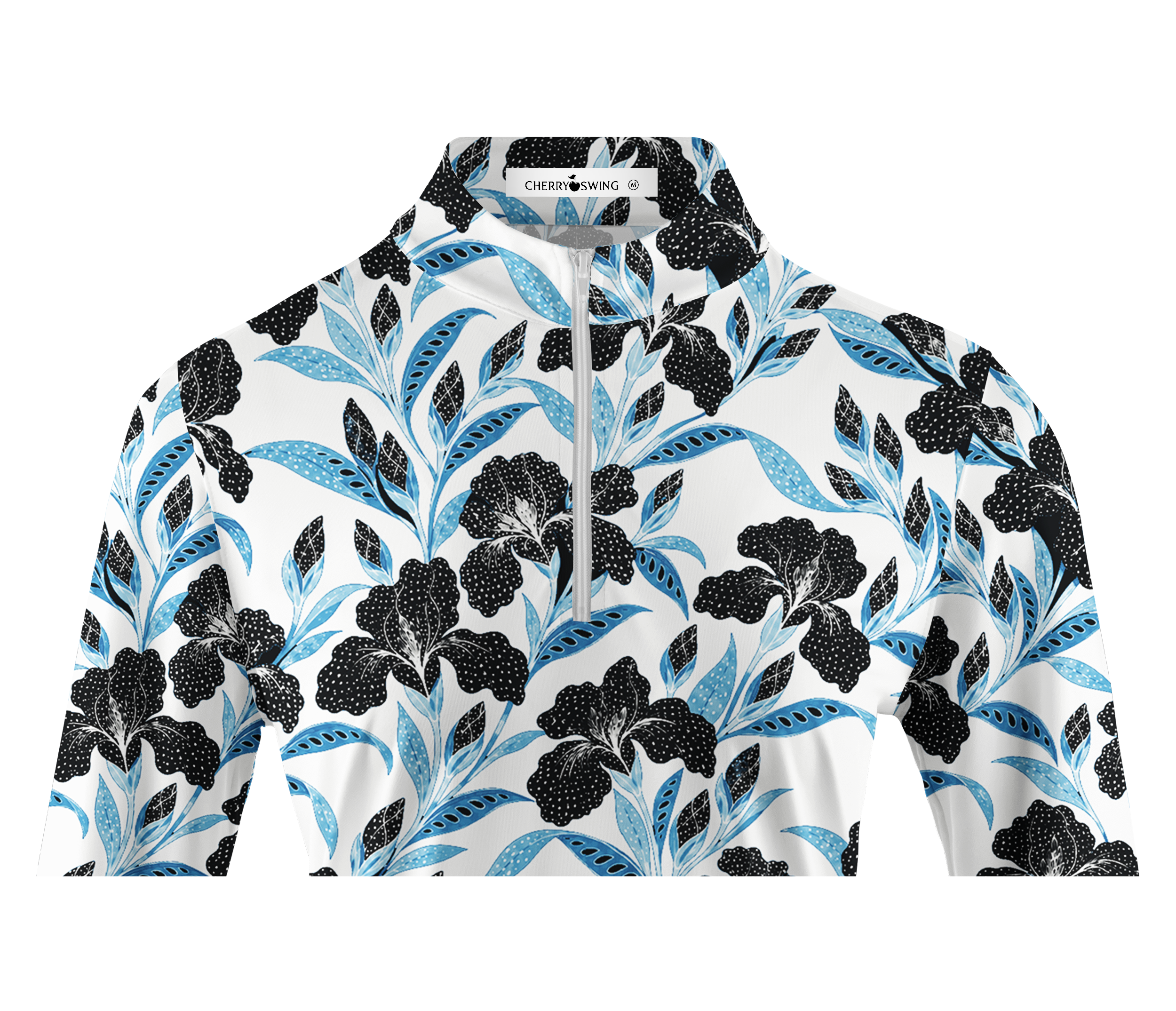 Cherryswing Women's Graphic Botanical and Leafy Pattern Long Sleeve Golf Shirt