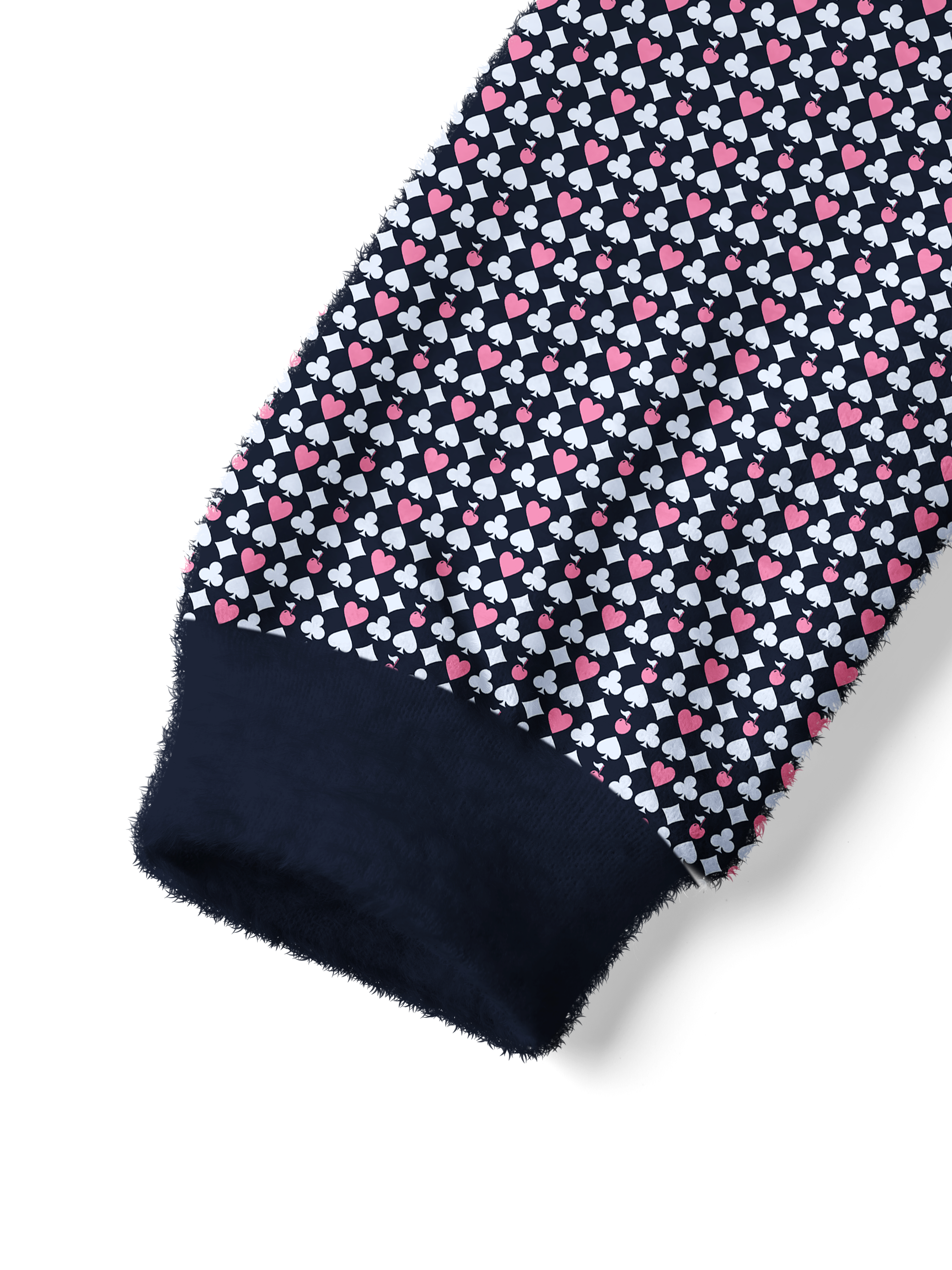 Cherryswing Women's Poker Print Fuzzy Knit Sweater