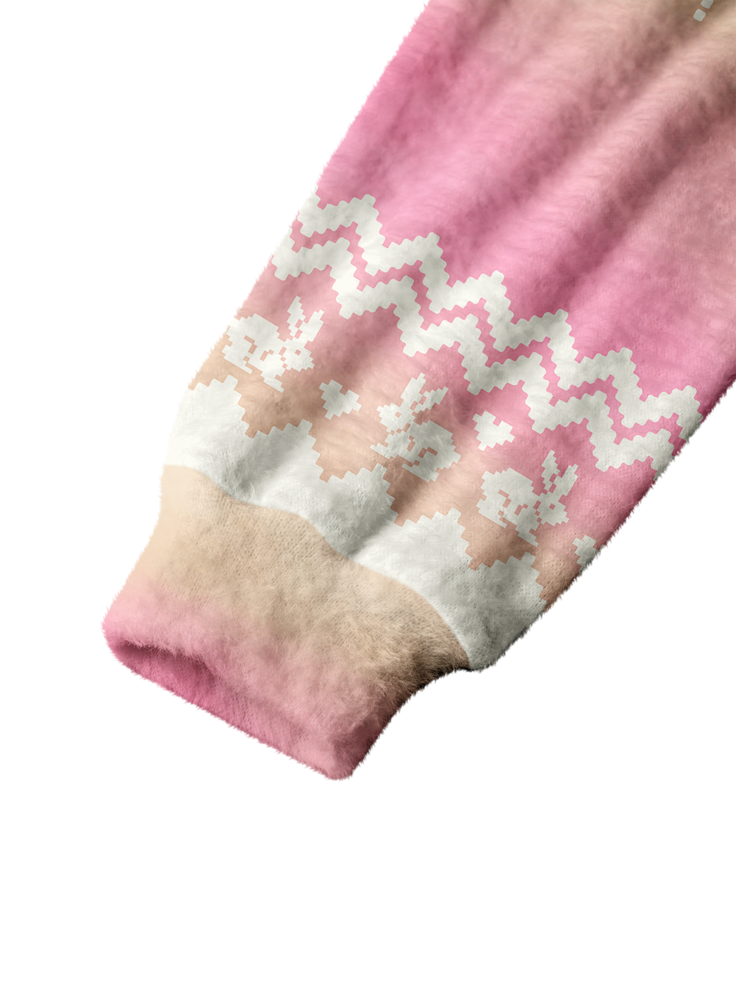 Cherryswing Women's Pixel Rose Fuzzy Crew Neck Sweater